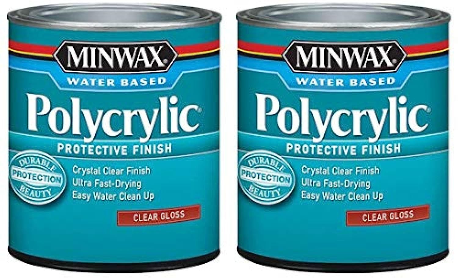 Minwax 65555444 Polycrylic Protective Finish Water Based, Quart, Gloss - 2 Pack