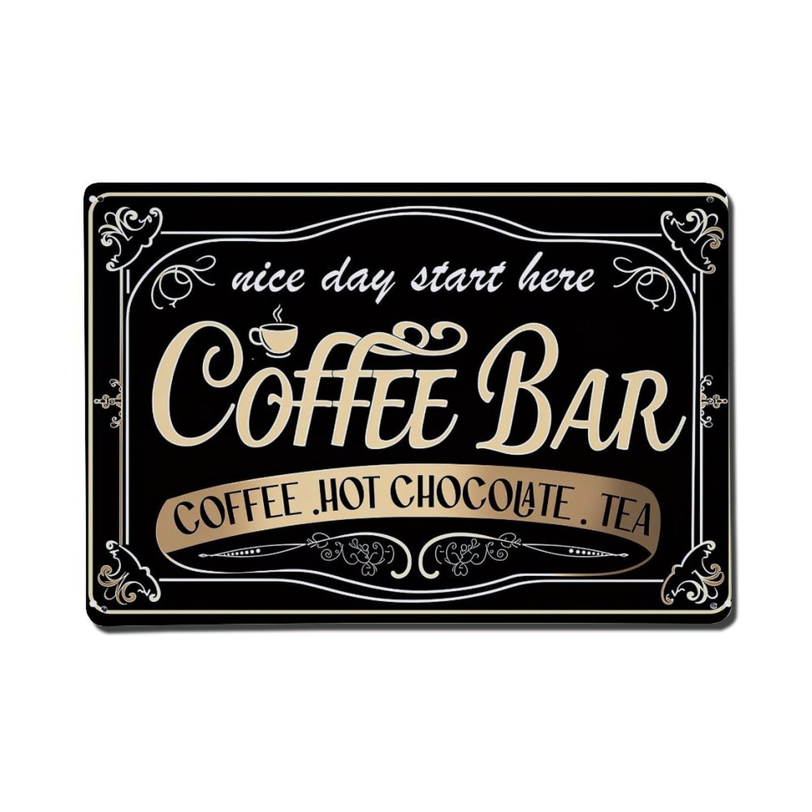 Coffee Bar Sign Design Pattern Metal Tin Sign Plaque