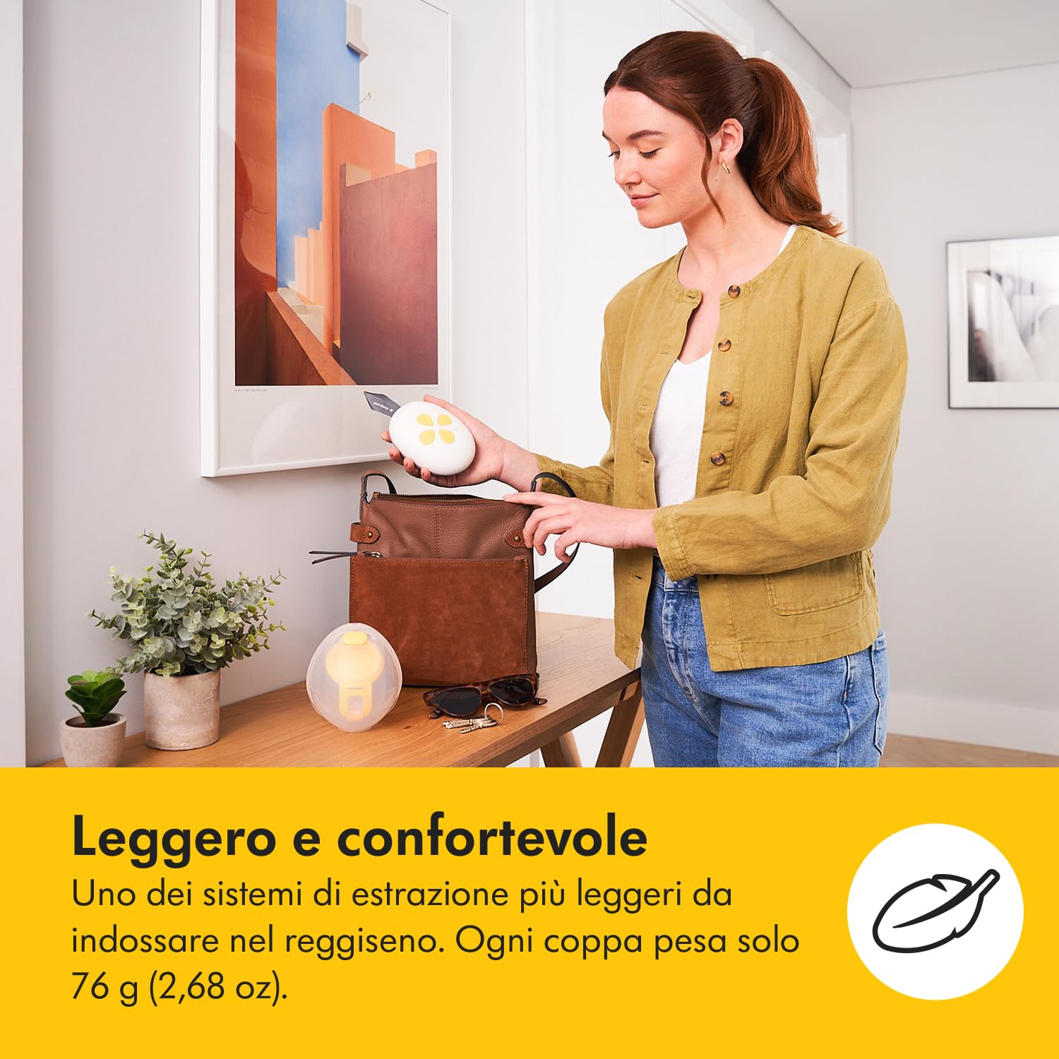 Medela Solo Hands-free Tiralatte Elettrico Singolo, Design Portatile Leggero e Compatto, Compatibile con App Medela Family