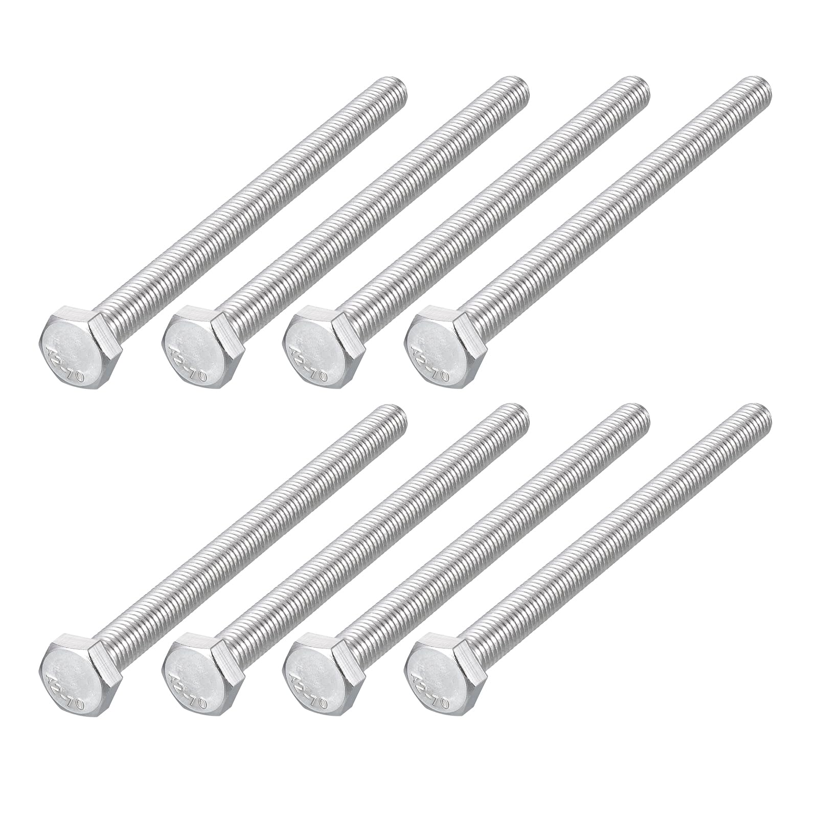 METALLIXITY Hex Bolts (M8-1.25x100mm) 8Pcs, 304 Stainless Steel Coarse Fully Threaded Hex Head Screw Bolt Machine Screws