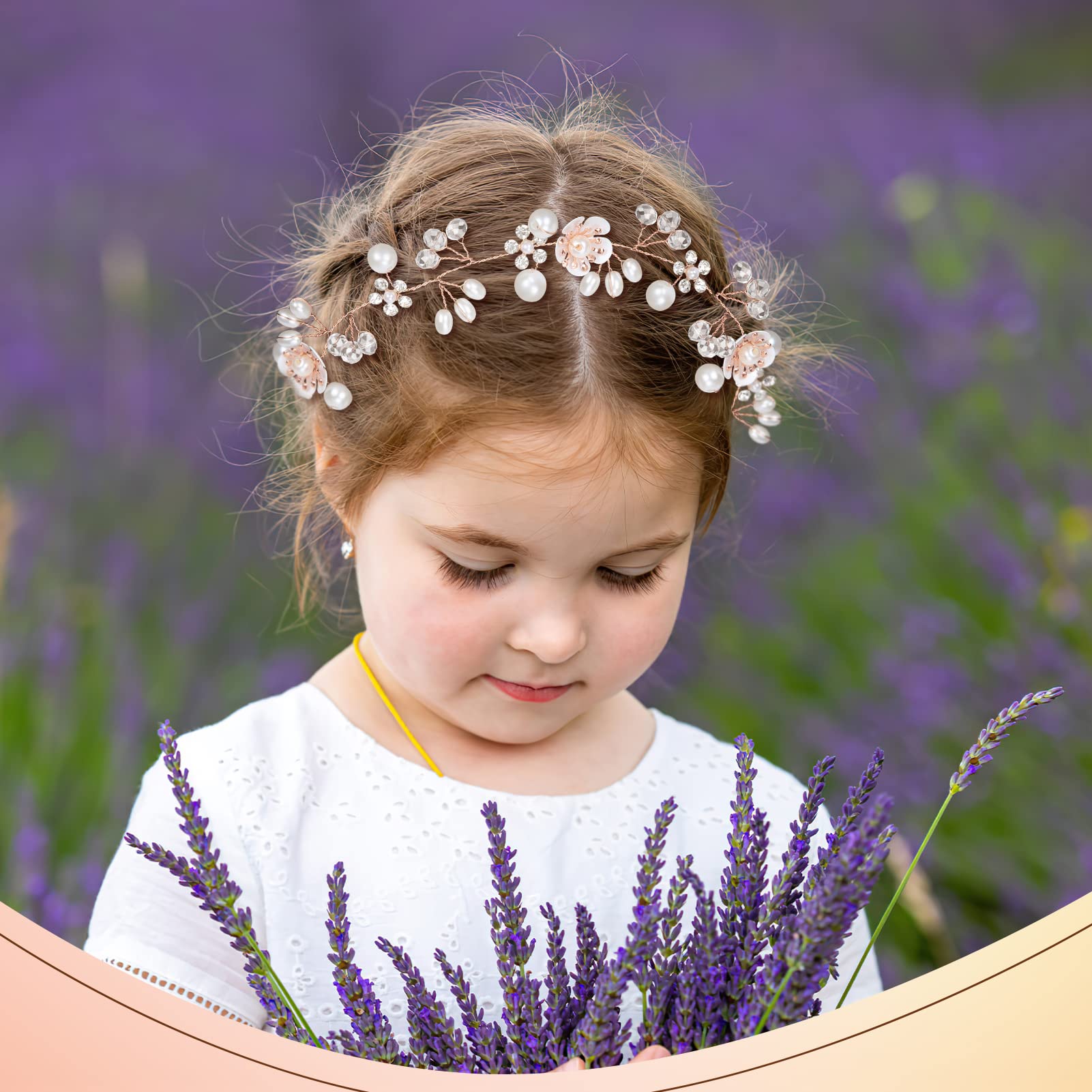 Coroncina,Fiori per Capelli Accessori Prima Comunione Principessa Cerchietto Bambina