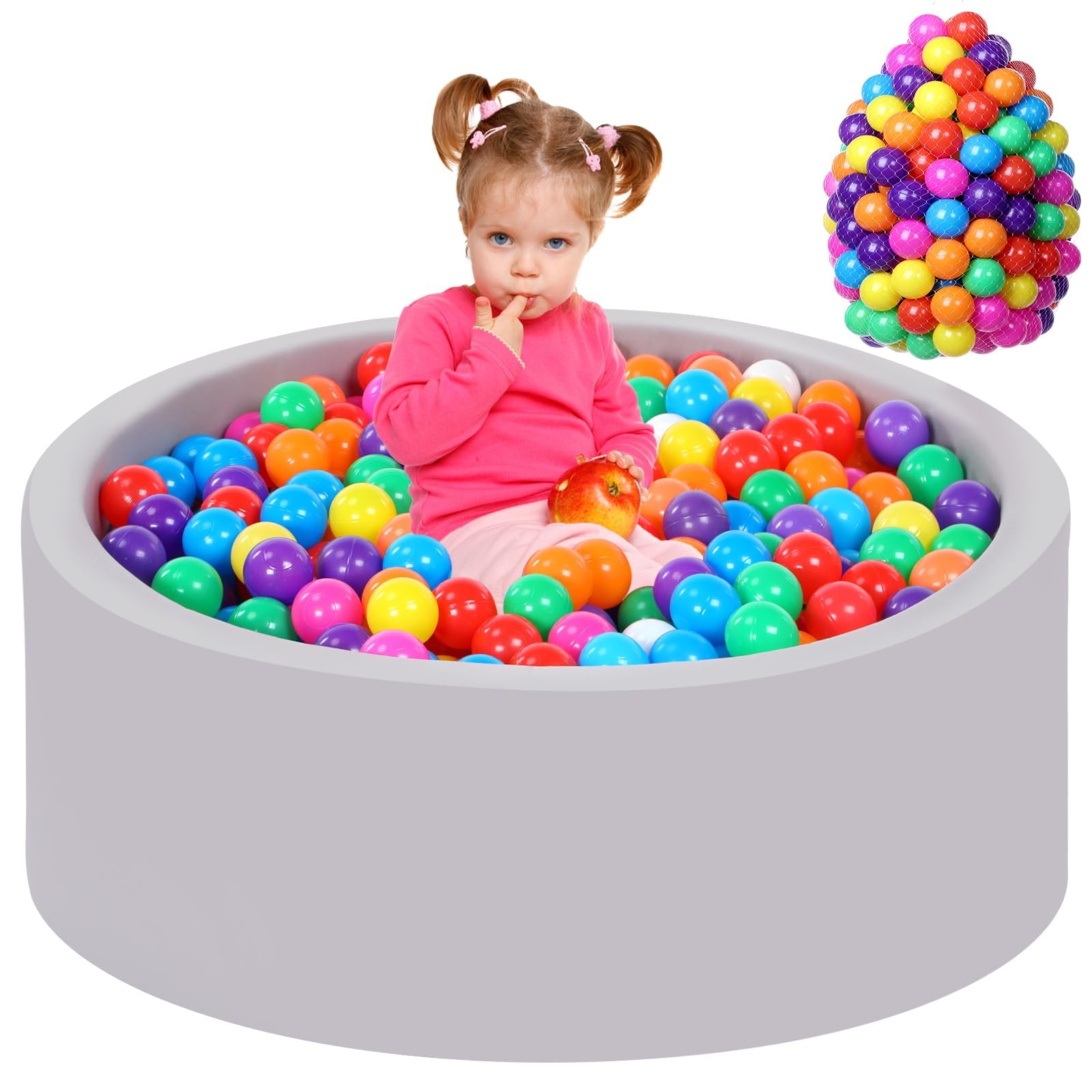 Piscina di palline per bambini con 200 tricolori, per di per con palline di plastica incluse di rotonda morbida pieghevole grande per In