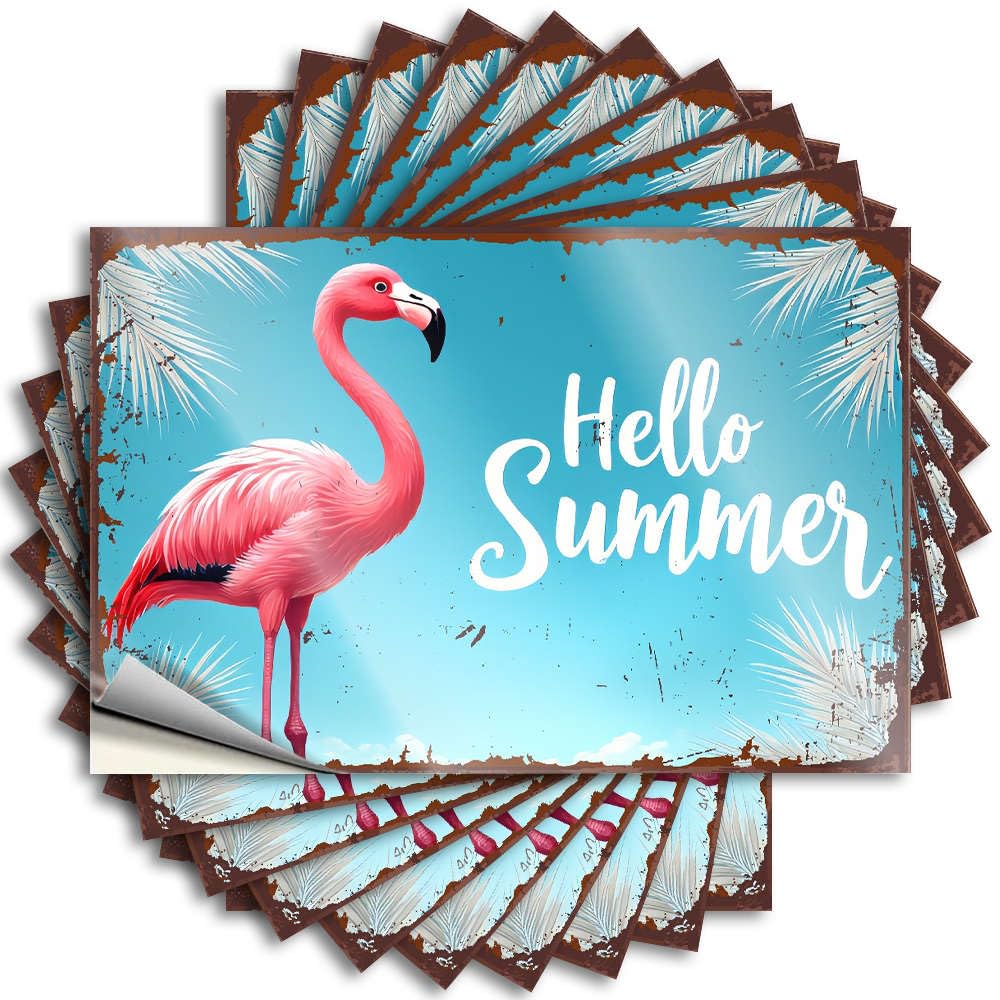 Decals Fall Boys Bedroom Decorations Hat Hello Summer Flamingo. - No Residue Decals for Narrow(8X12CM)