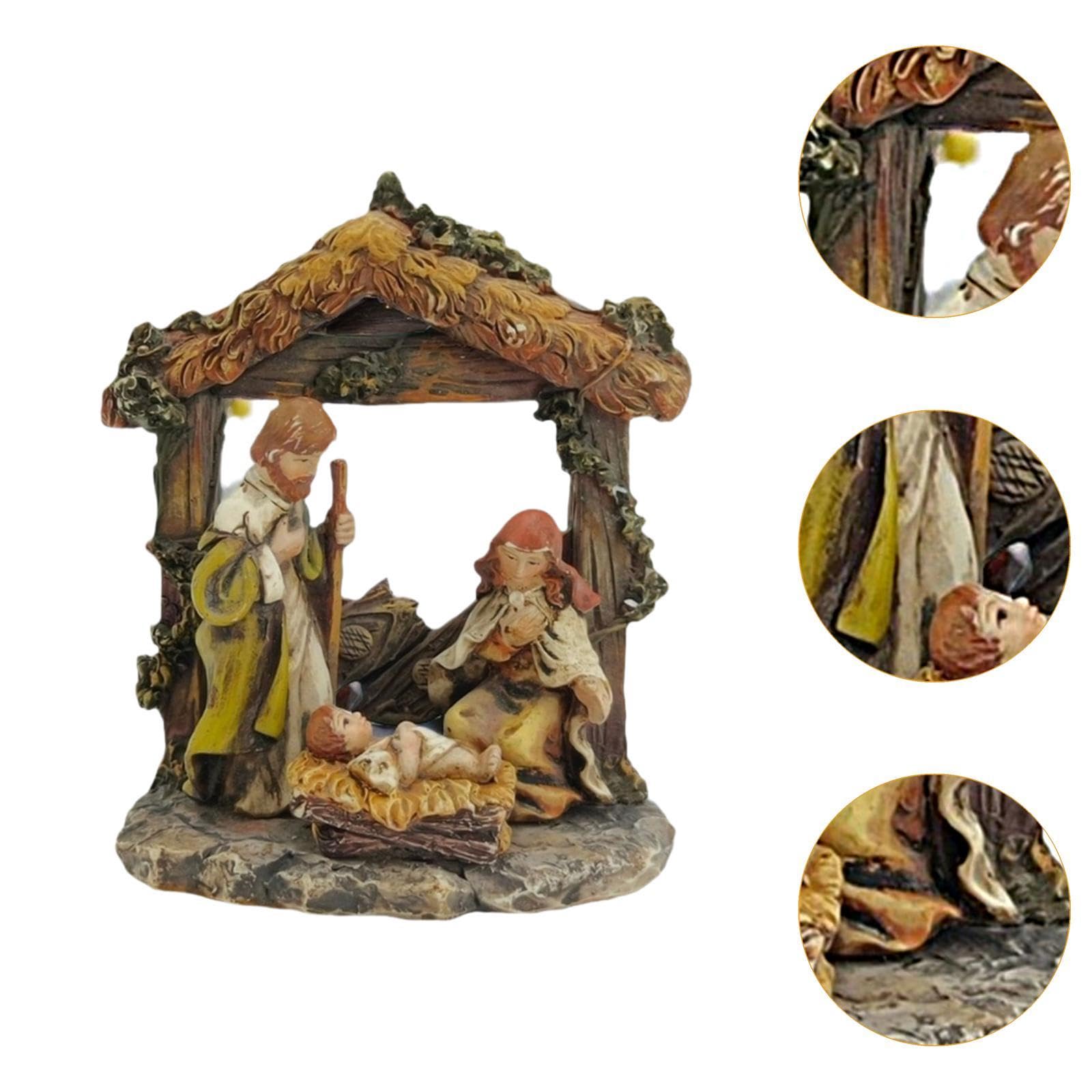 jojomis Nativity Scene Figurine for Christmas, Resin Religious Decor, Birth of Jesus Collectible Statue, Elegant Tabletop Ornament for Holiday Decoration
