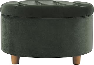 HomePop Home Decor | Large Button Tufted Velvet Round Storage Ottoman | ...