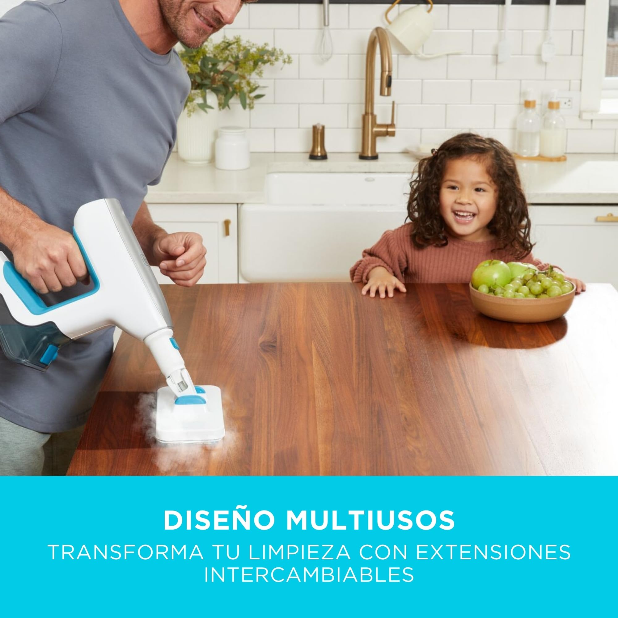 BLACK+DECKER Steam-Mop SteamSystem 1500W Multifunción con 10 Accesorios, BHSM15FX10-QS