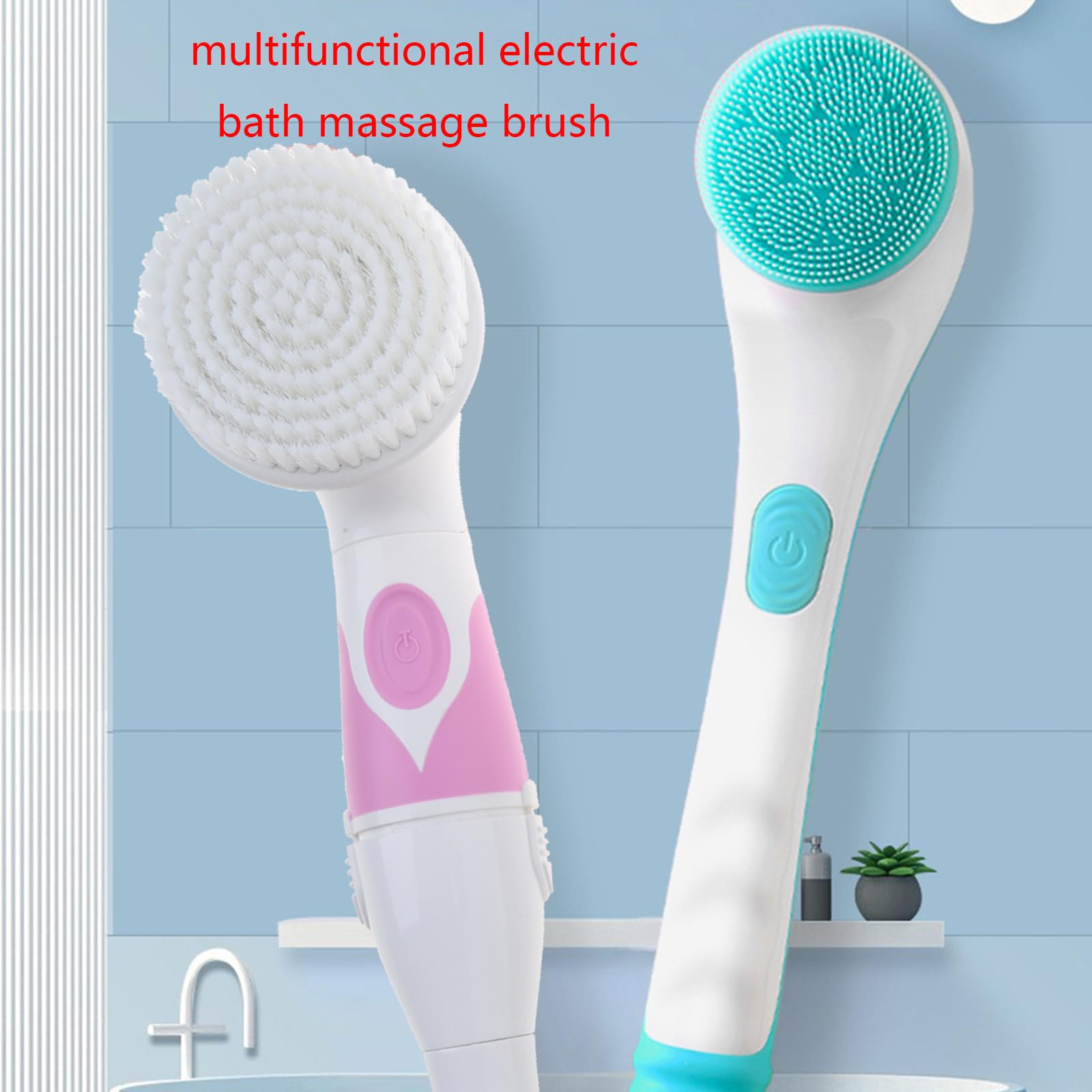 Spazzola da bagno elettrica multifunzione con manico lungo spazzola da bagno per la casa con manico per uomini donne detergente doccia con manico lungo pulizia doccia scrubber per il corpo con per