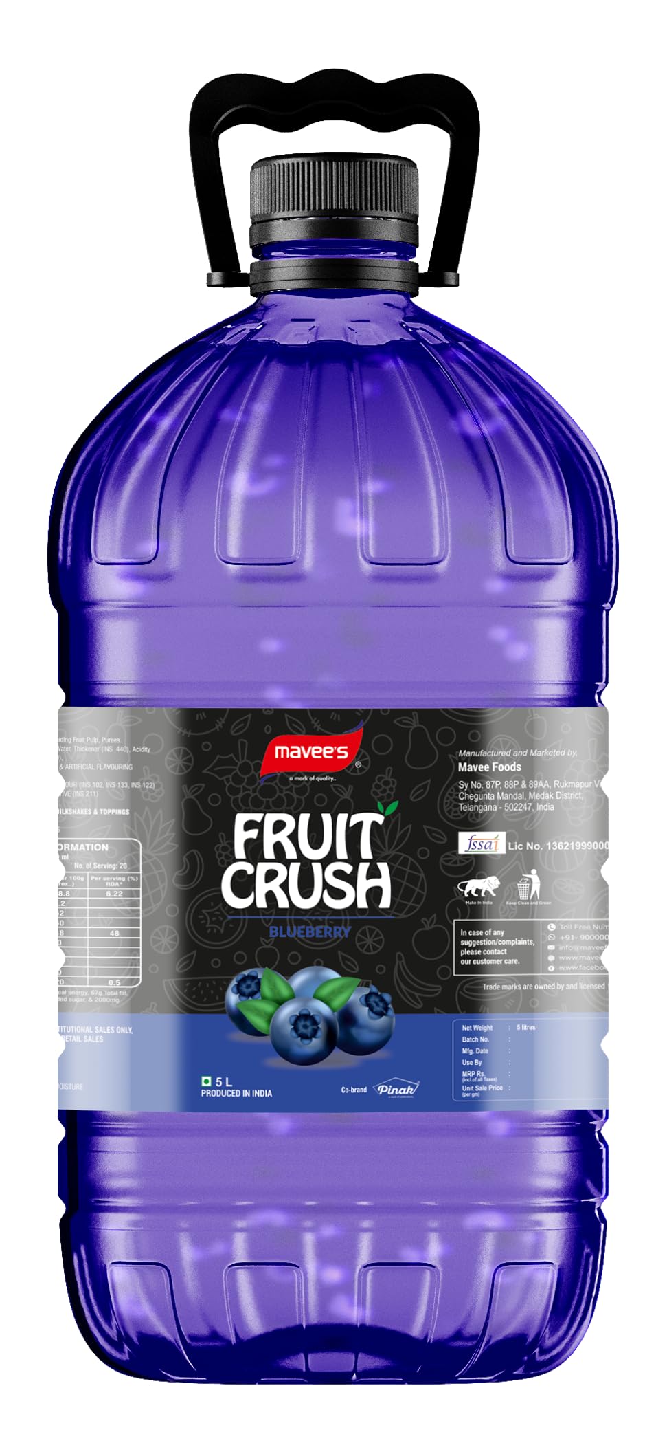 Mavee - Fruit Crush - Blueberry - Net Weight - 5 liter (B0CNTRTG2K) Amazon Price History, Amazon Price Tracker