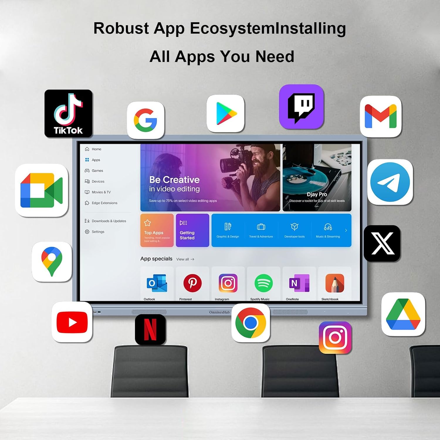 55'' Smart Board, 8+256 GB Interactive Whiteboard, 4K Electronic Digital Whiteboard with Dual System, Android 12 iOS, Touchscreen Smart Board for Classroom, Office and Home (Wall Mount Included)