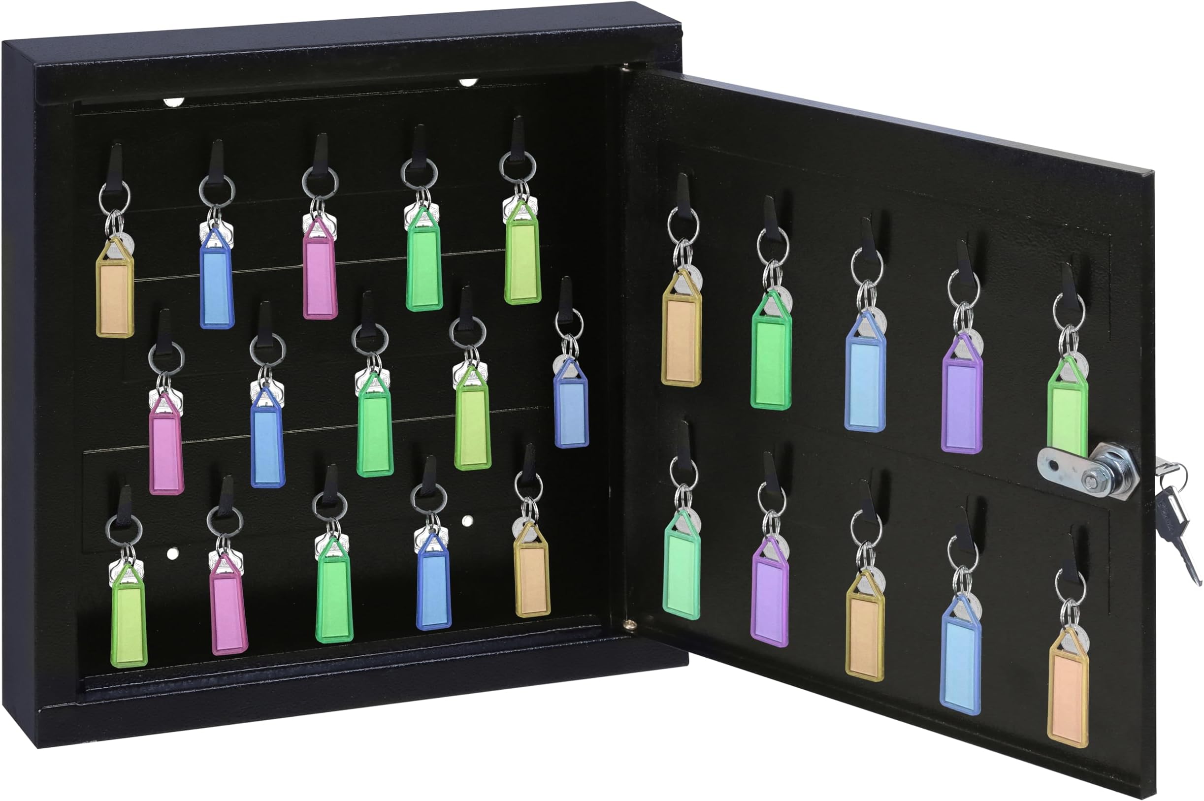 GI Metal Key Storage Box/Key Cabinet with 25 Key-Holders with Lock for Home/Key Holder for Home, Hotel, Companies, Office - Wall Mount (Black)