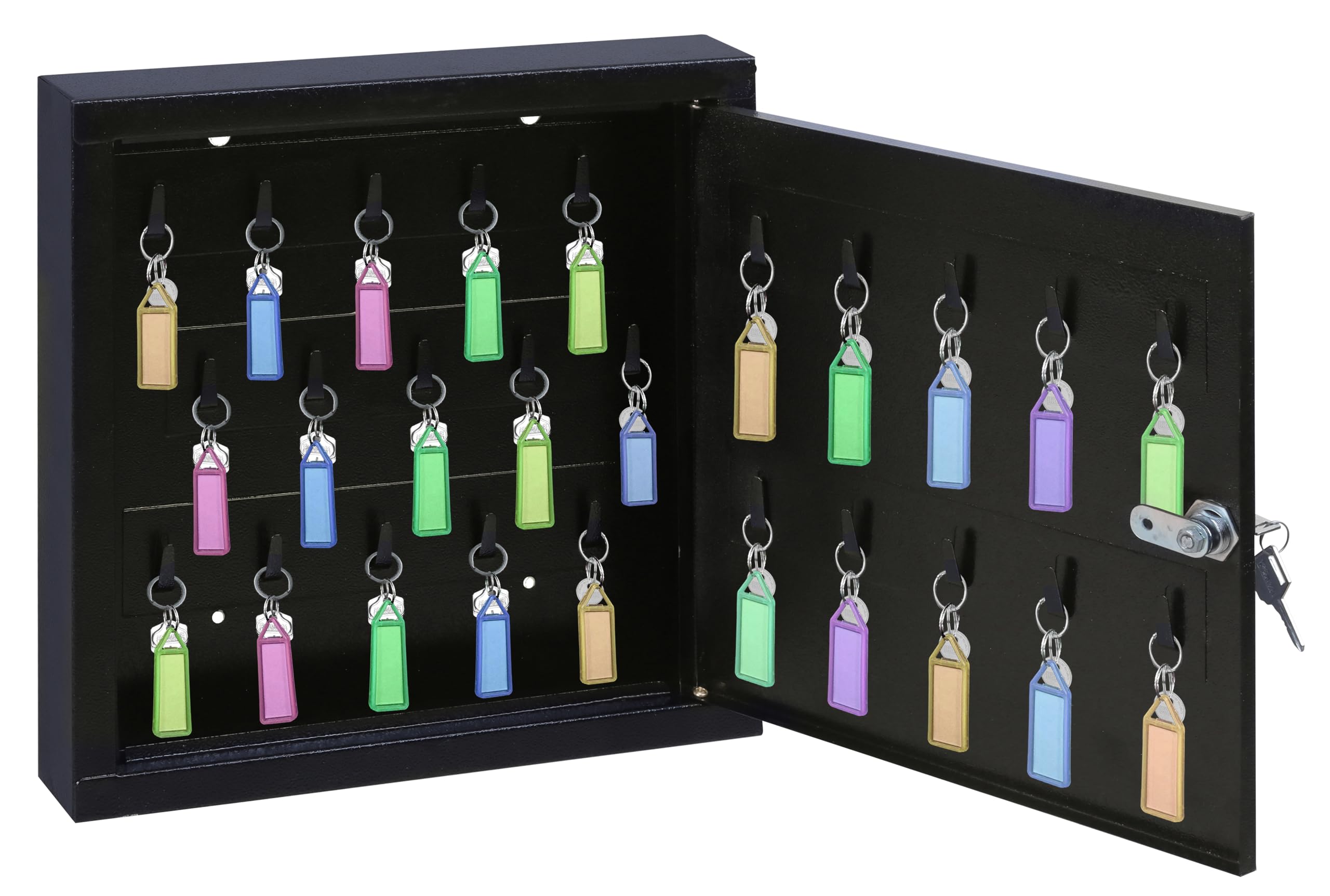 Planet GI Metal Key Storage Box/Key Cabinet with 25 Key-Holders with Lock for Home/Key Holder for Home, Hotel, Companies, Office - Wall Mount (Black)
