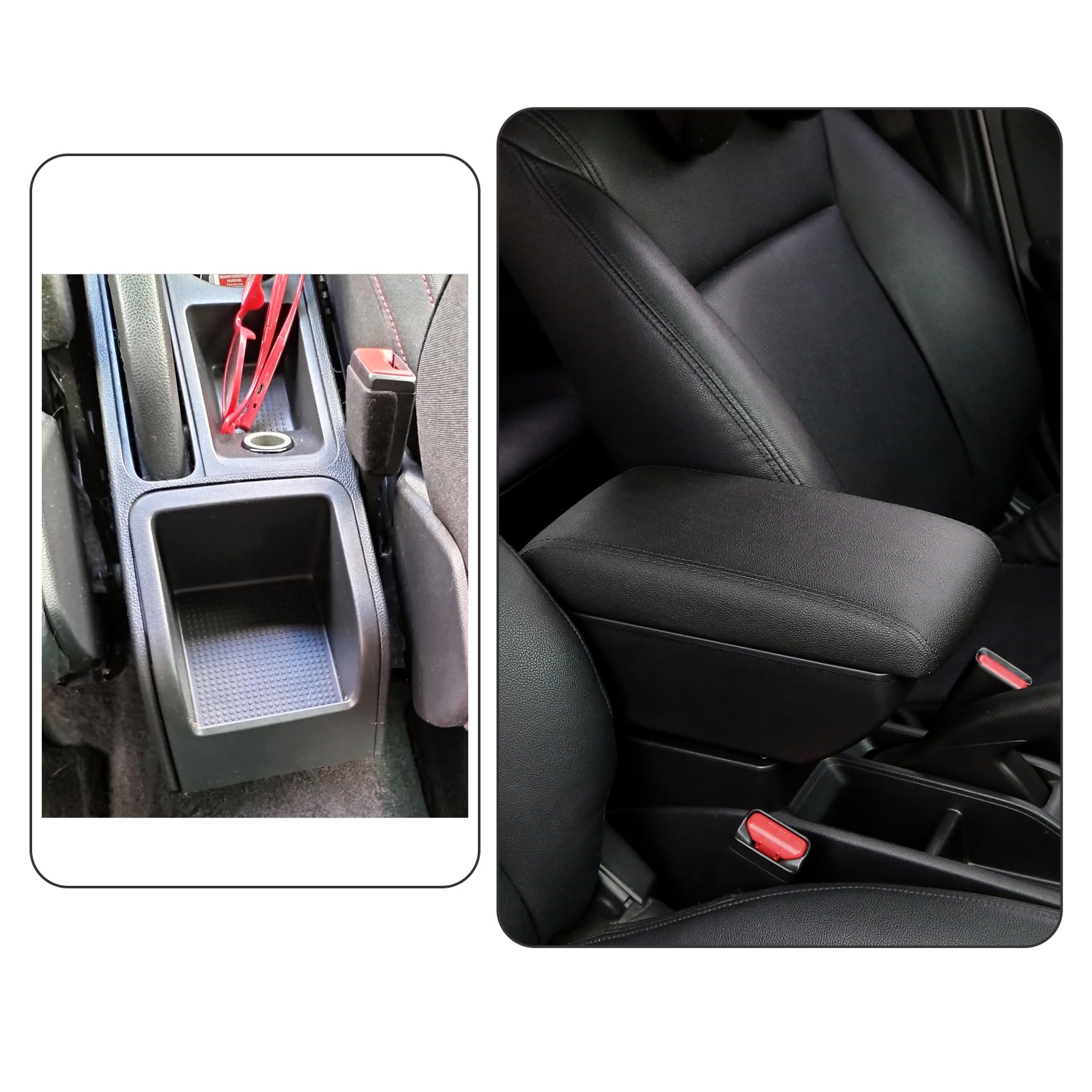 YJYWZH Compatible with SEAT Arona Armlehnen Auto Mittelkonsole Aufbewahrungsbox Armlehne Innenausstattung Armauflage Kohlefaser-Muster Leder Armstutze