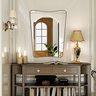 Easly 24''x36'' Irregular Wall Mirror, Butterfly-Shaped Irregular Framel...