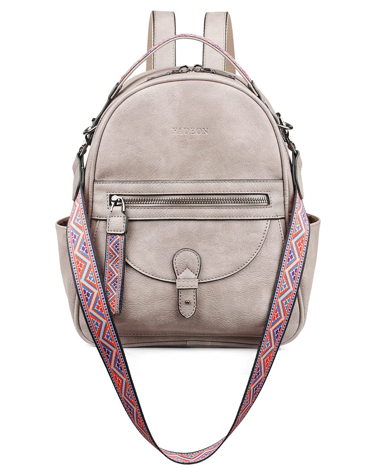 FADEON Mini Backpack Purse for Women, Designer Leather Cute Roomly Small Backpacks, Ladies Shoulder Backpack Fashion Handbag