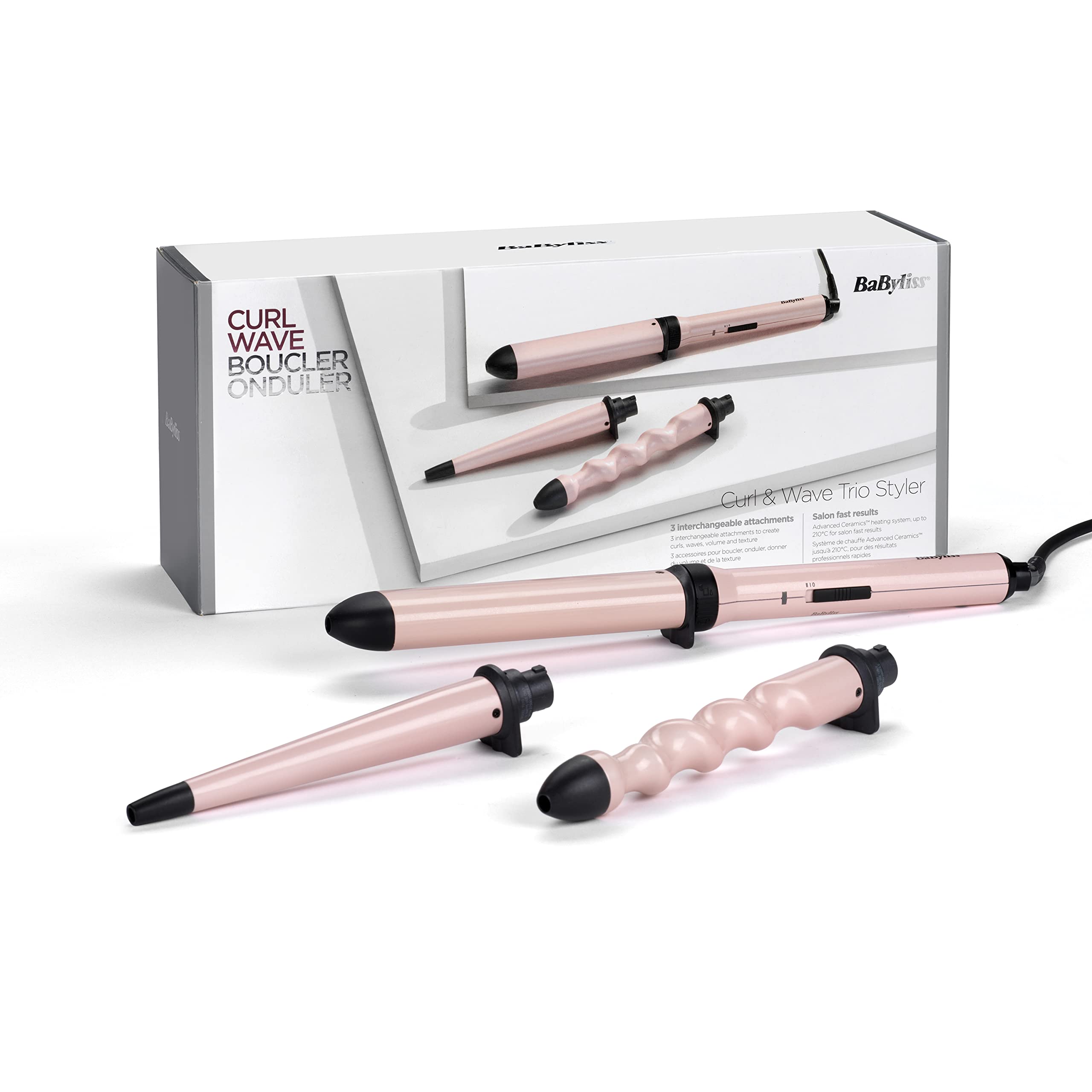 BaByliss MS750E Multistyler Curl & Wave Trio, 3 accesorios, 180°C-210°C