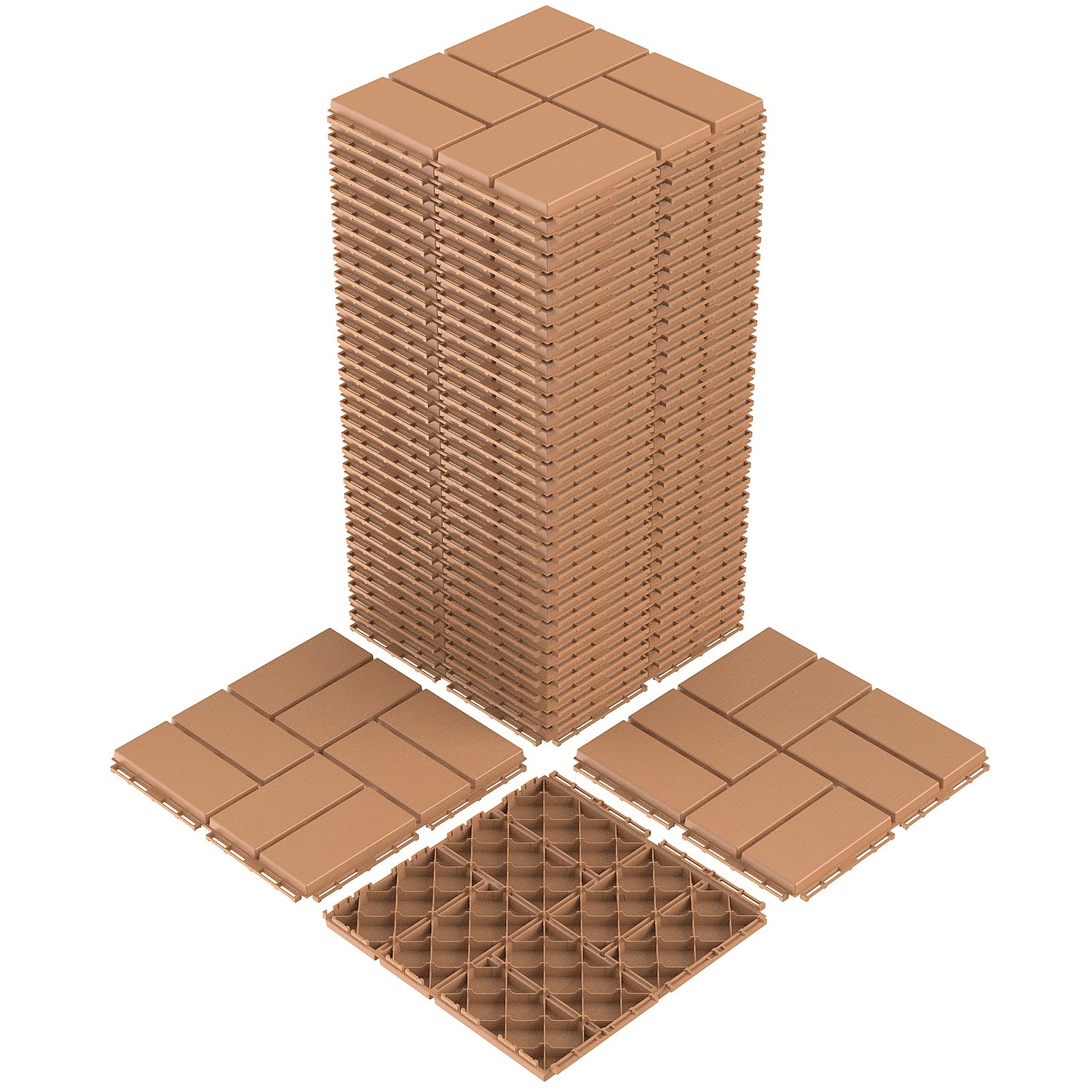 plastic interlocking deck tiles, 36 pack outdoor patio flooring, 12"x12" interlocking decking tile outdoor all weather use, waterproof patio pavers for pool balcony backyard porch, khaki