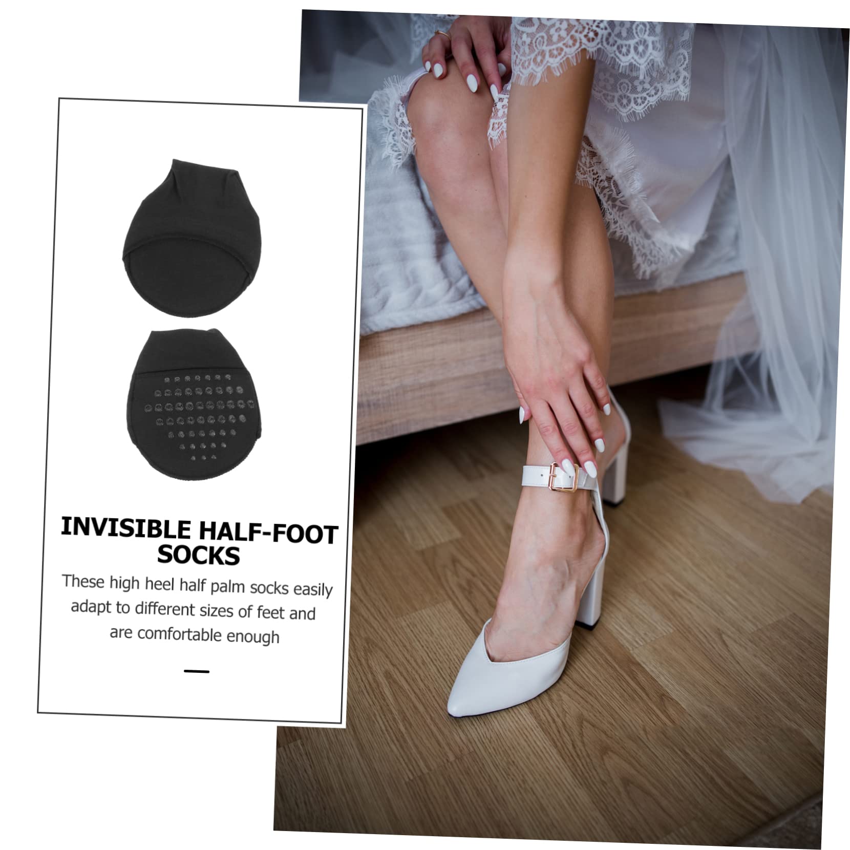 BESTYASH 3sets Non Slip Toe Topper Socks for Women Breathable and Comfortable Half Socks for High Heels Cushioning 4pairs*3