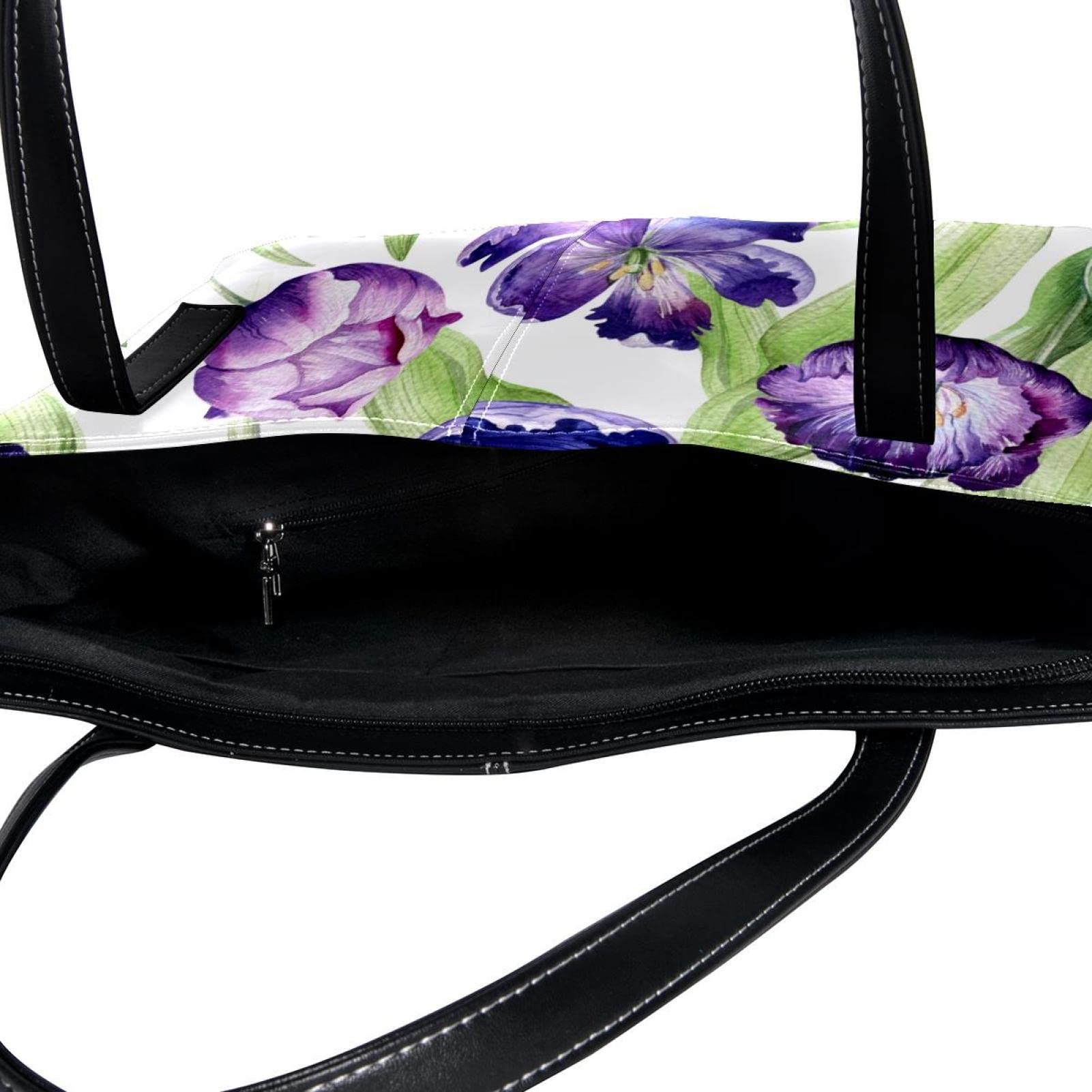 Bolso de mano personalizado de piel sintética con patrón de flores de tulipán púrpura, Varios colores