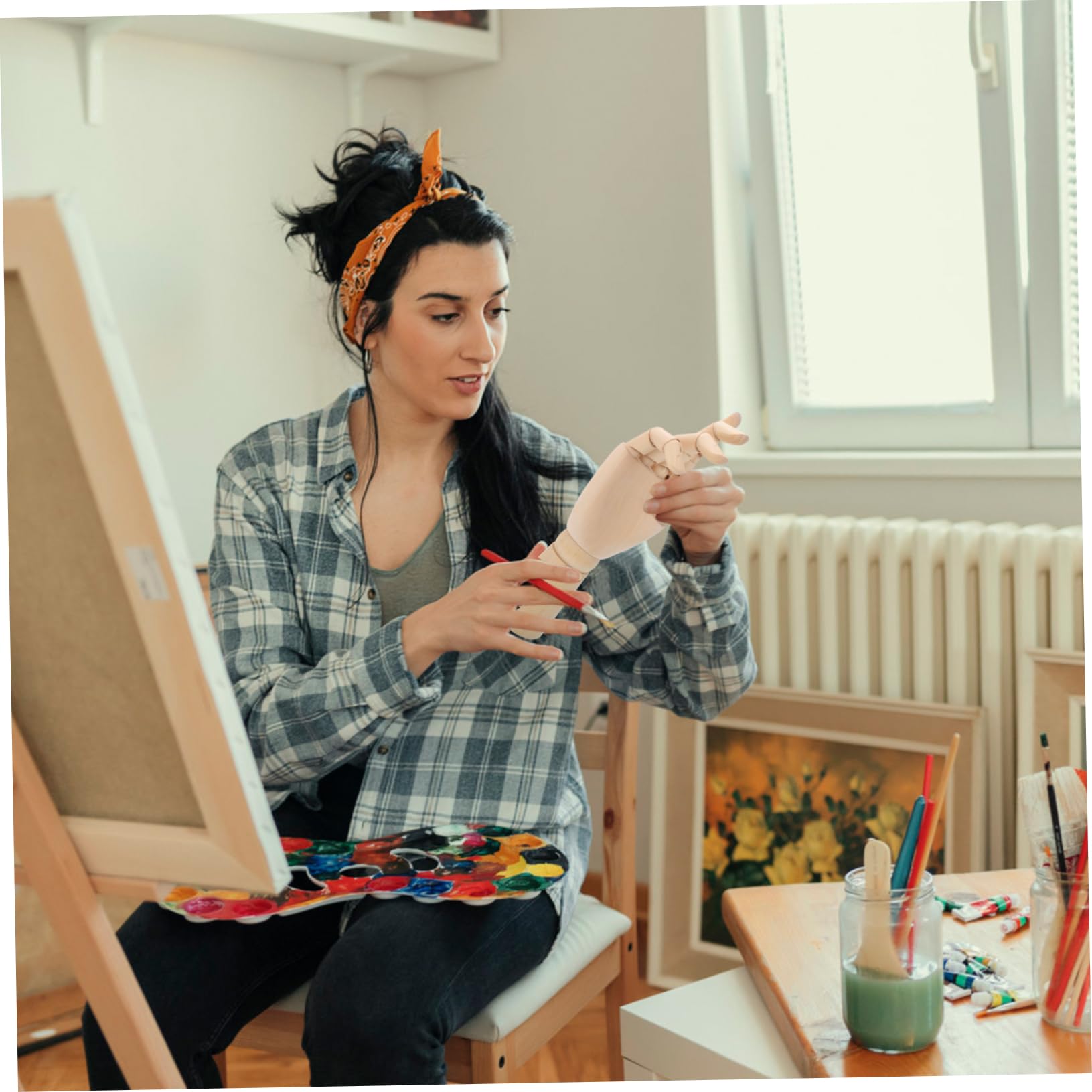 NUOBESTY Model Hand Painting Flexible Hand Model Props Wooden Hand Craft for Artistic Photography Animati