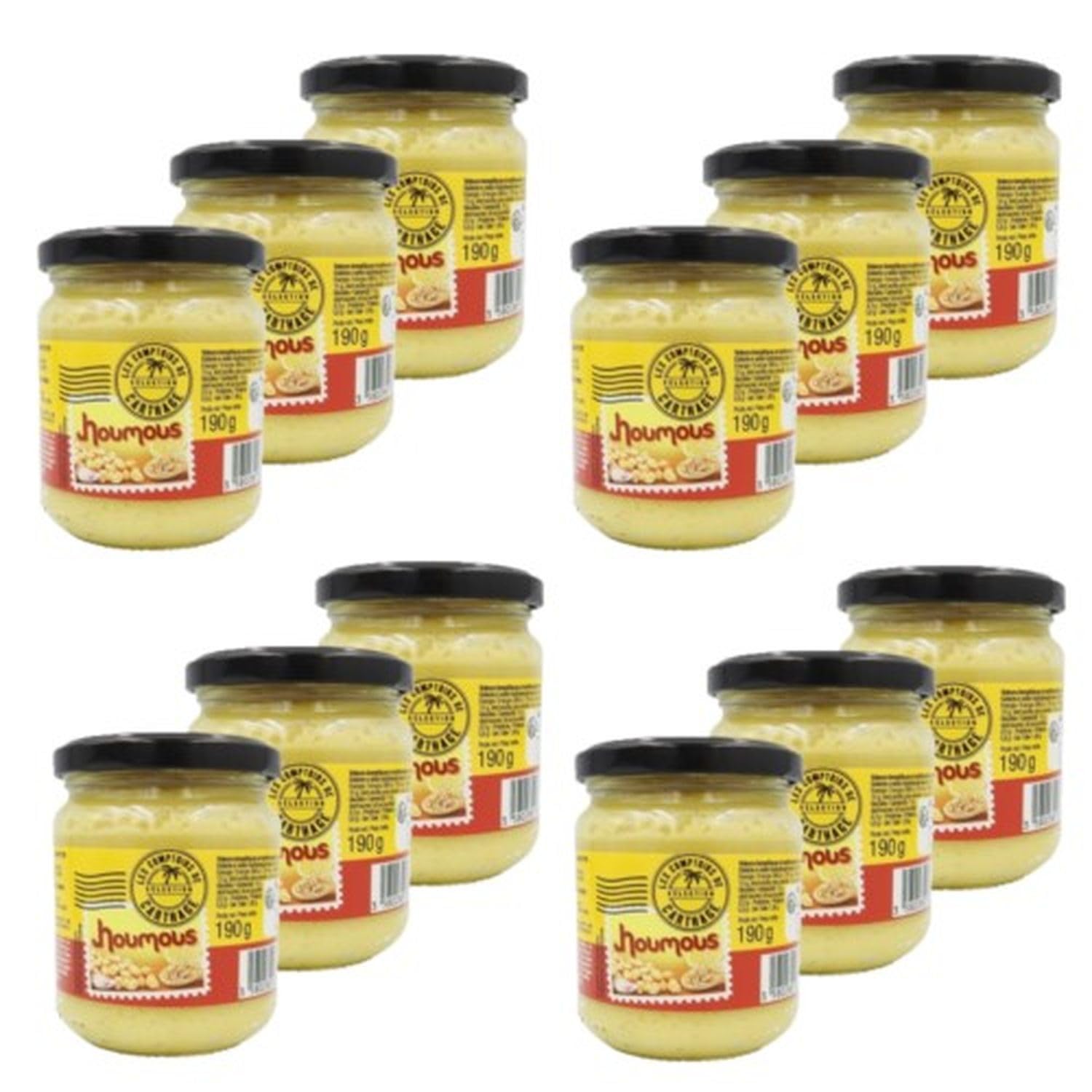 Lot 12x Houmous crème de pois chiches - Bocal 190g