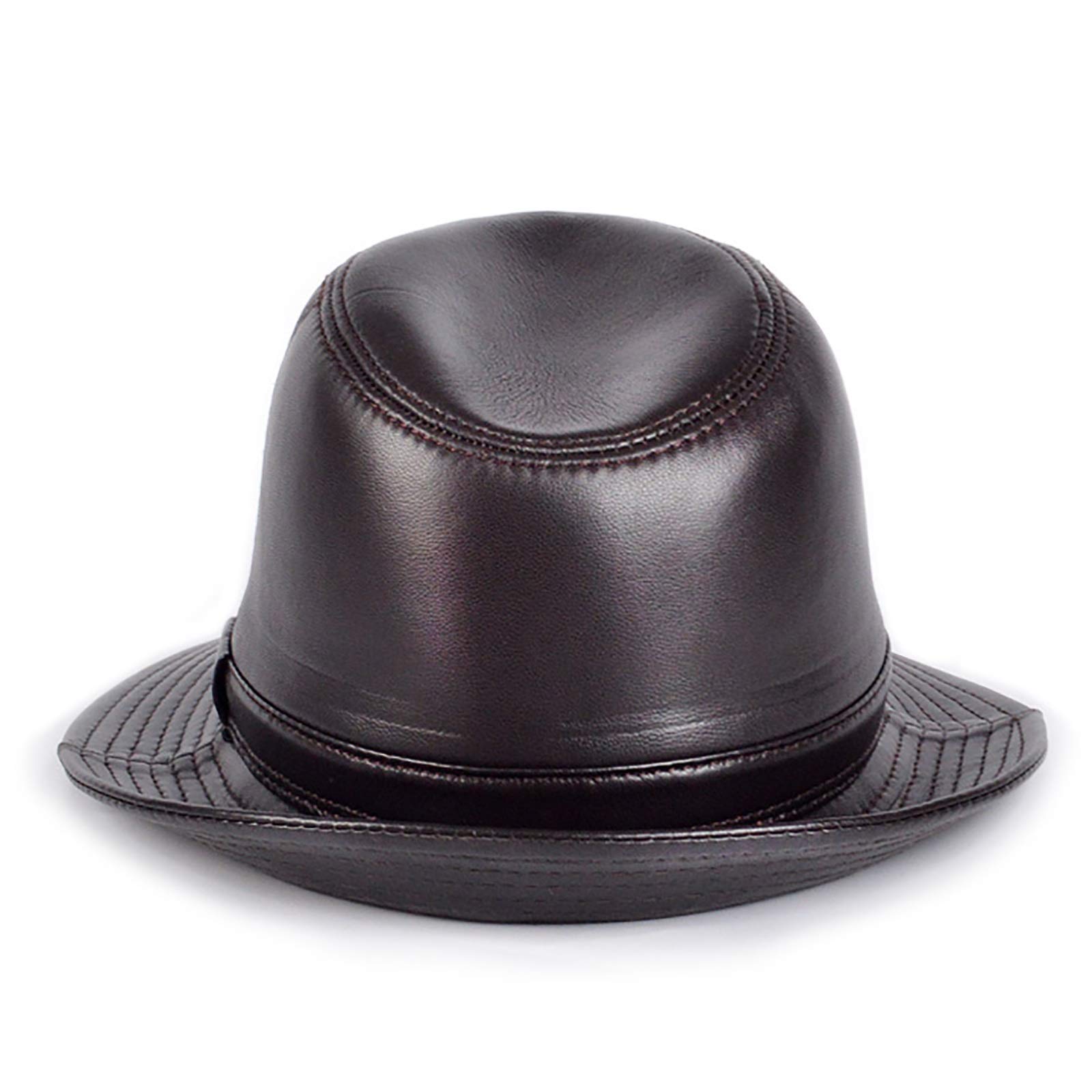 Sombreros de invierno, cuero Fedoras Hat Sheepskin Big Brim Jazz Cap Fiesta Bowler Gentleman Sombreros Cap Classic