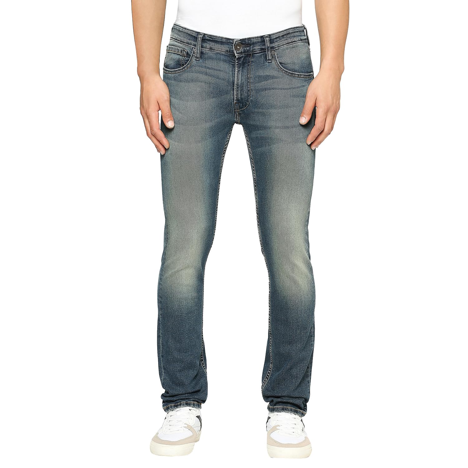 Men's Slim Fit Mid Rise Vapour Mid Waist Lightly Fade Jeans