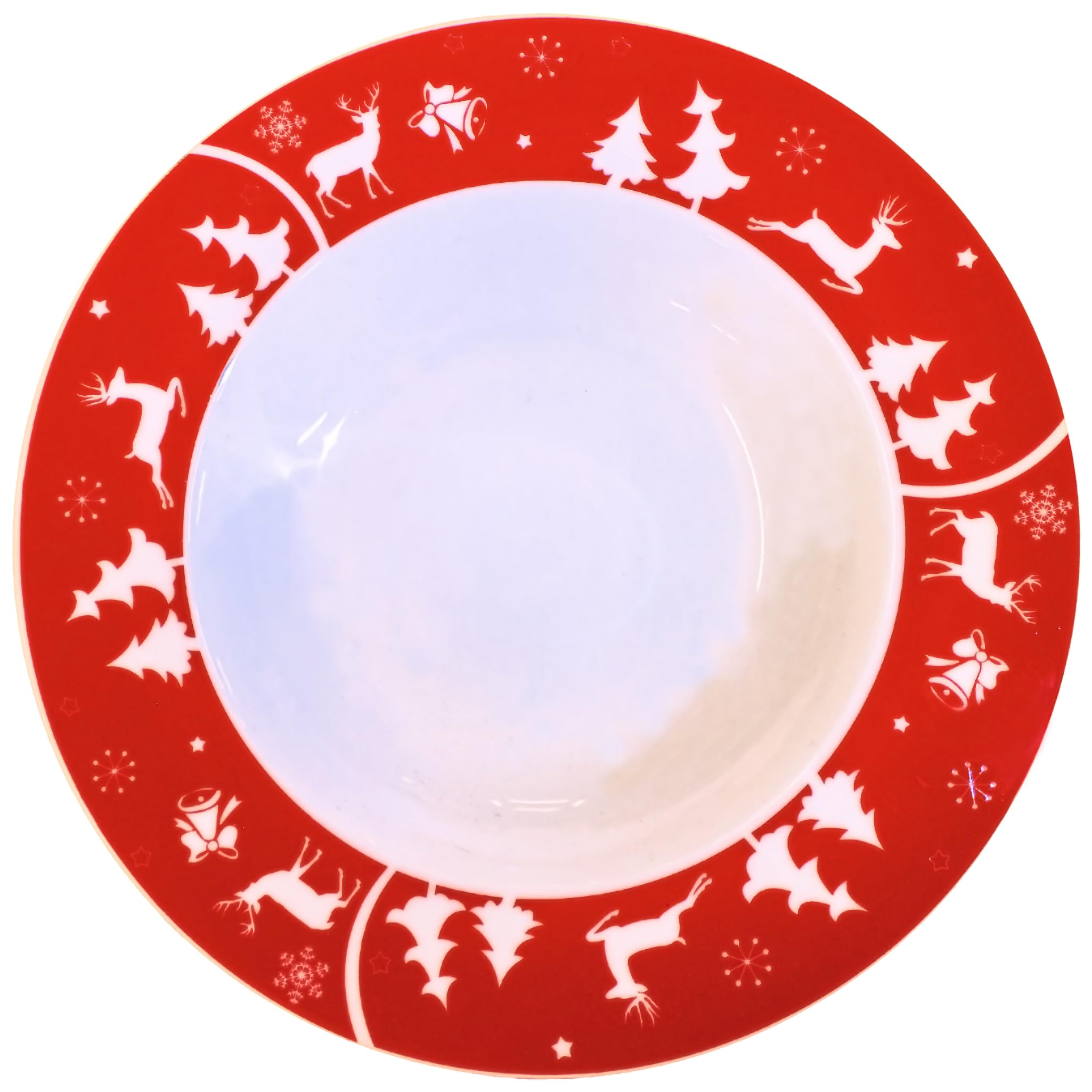 Lot de 18 Assiettes en Porcelaine de Noël pour 6 Personnes avec Décoration Père Noël et Guirlande