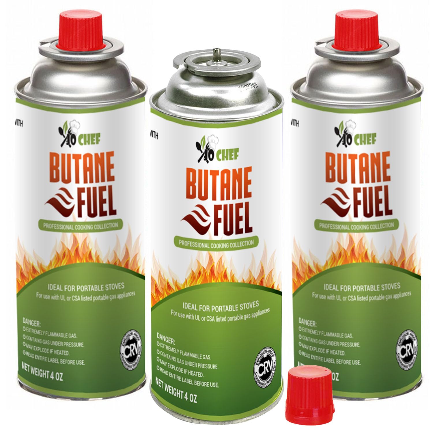 Jo Chef Butane Fuel Canister, Butane Cylinder - Pure Refined Gas for Camping Stove or Creme Brulee Blow Torch