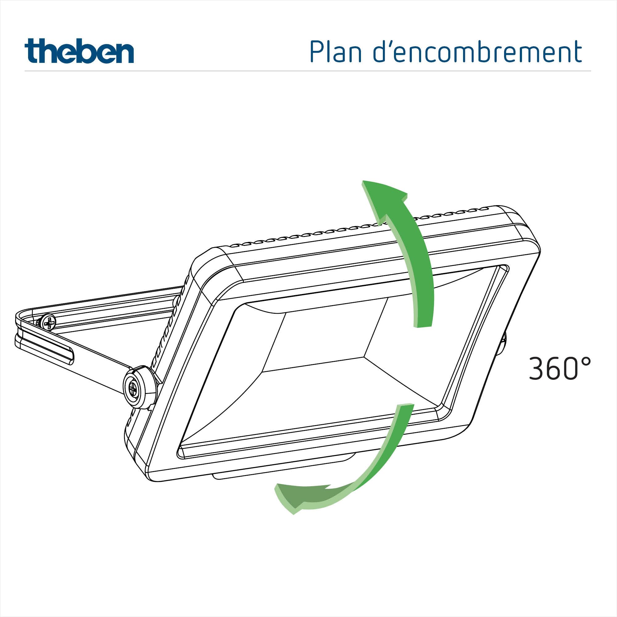 Theben 1020692 theLeda B20L W WH LED-Strahler 20 W 3000 K Wand/Decke außen | 2420 lm, IP 65, 360° drehbar, optional modular (Bewegungsmelder/Lichtsensor) erweiterbar, weiß, warmweiß