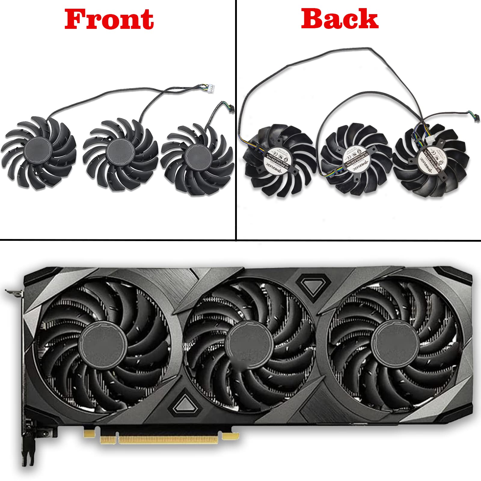 Tarjeta gráfica de 85 mm PLD09210B12HH 12V 0.40A Refrigeración Ventilador para MSI GeForce RTX 3070 3080 3090 VENTUS 3X GAMING Ventilador de refrigeración de tarjeta gráfica (Fan-ABC)
