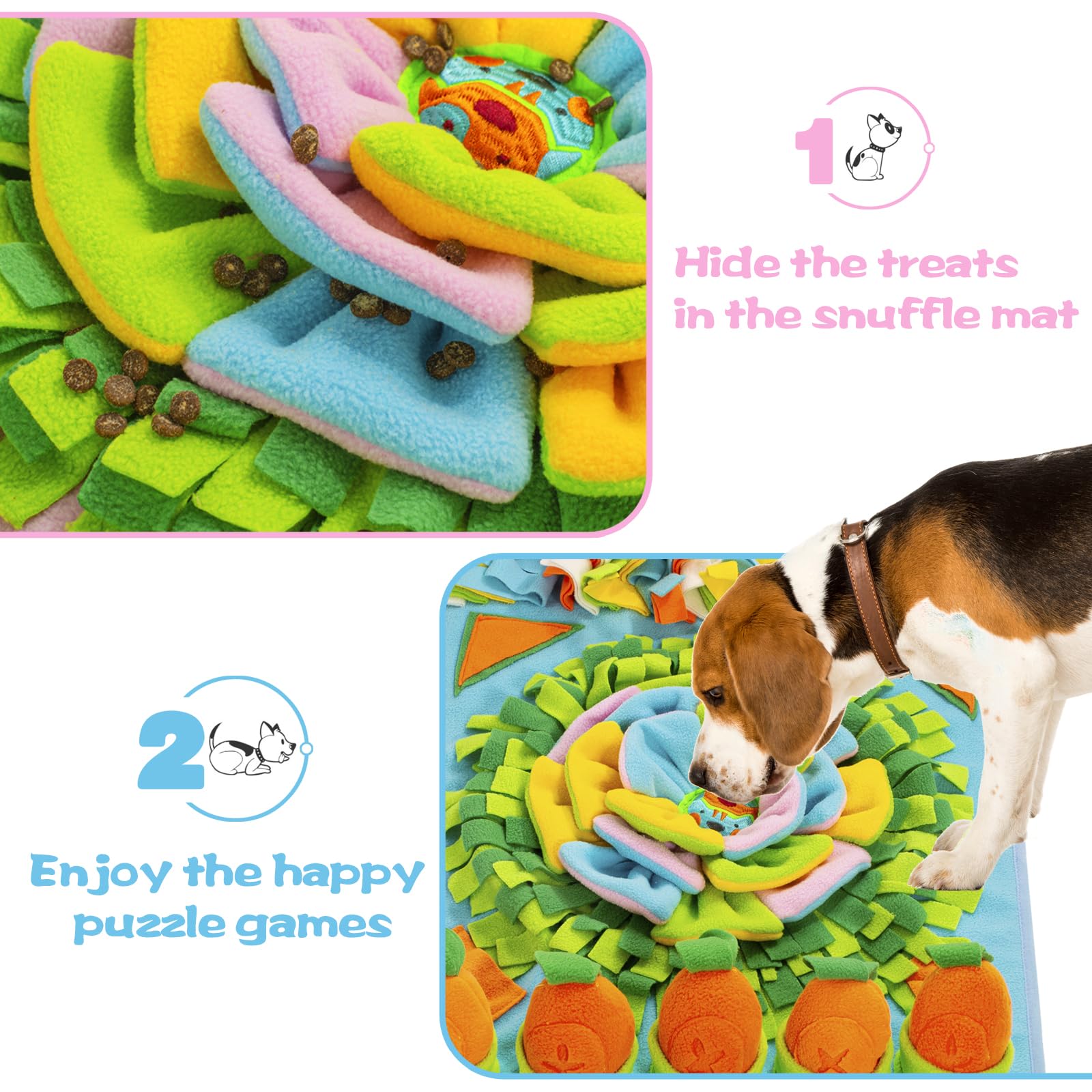 Schnüffelmatte für Hunde, Schnüffelmatte, Nasenarbeit, Fütterungsmatte, langsames Füttern, interaktives Hunde-Puzzle-Spielzeug für Training und Stressabbau, fördert natürliche Futtersuche (78,9