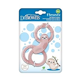 Dr. Brown\'s Flexees Teether, Pink Sloth, Soft 100% Silicone Baby Teether, BPA Free, 3m+, 1 Pack