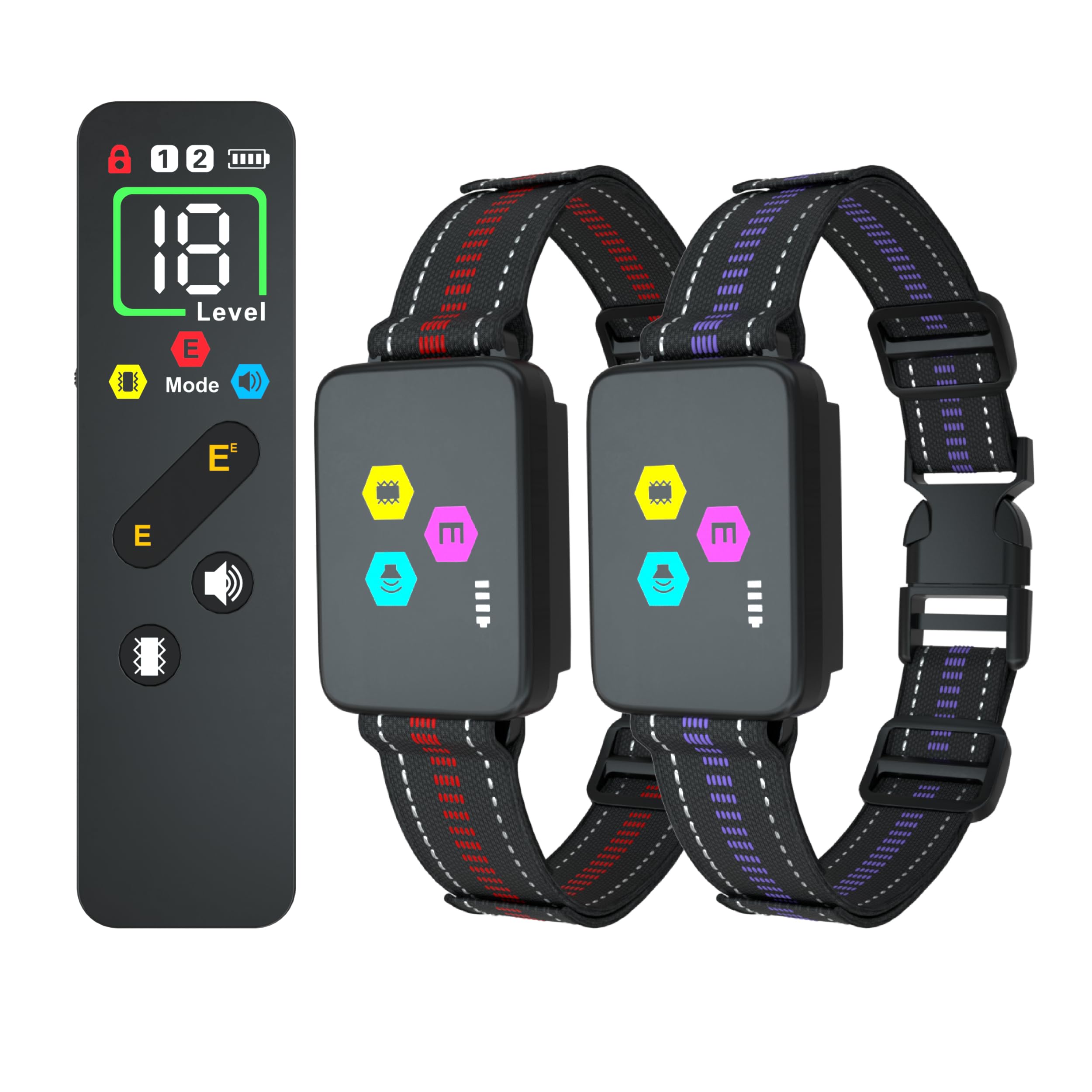Collier de Dressage pour Chien Meloive, Portée 3000 Mètres, 3 Modes Vibration/Choc/Son, Rechargeable, 2 Colliers