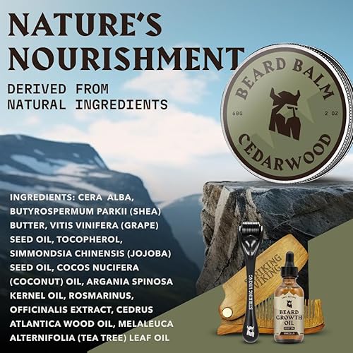 Vista 3 de Striking Viking Bálsamo para barba para hombres – Acondicionador para barba sin enjuague – Bálsamo de peinado hecho con mantequilla de barba