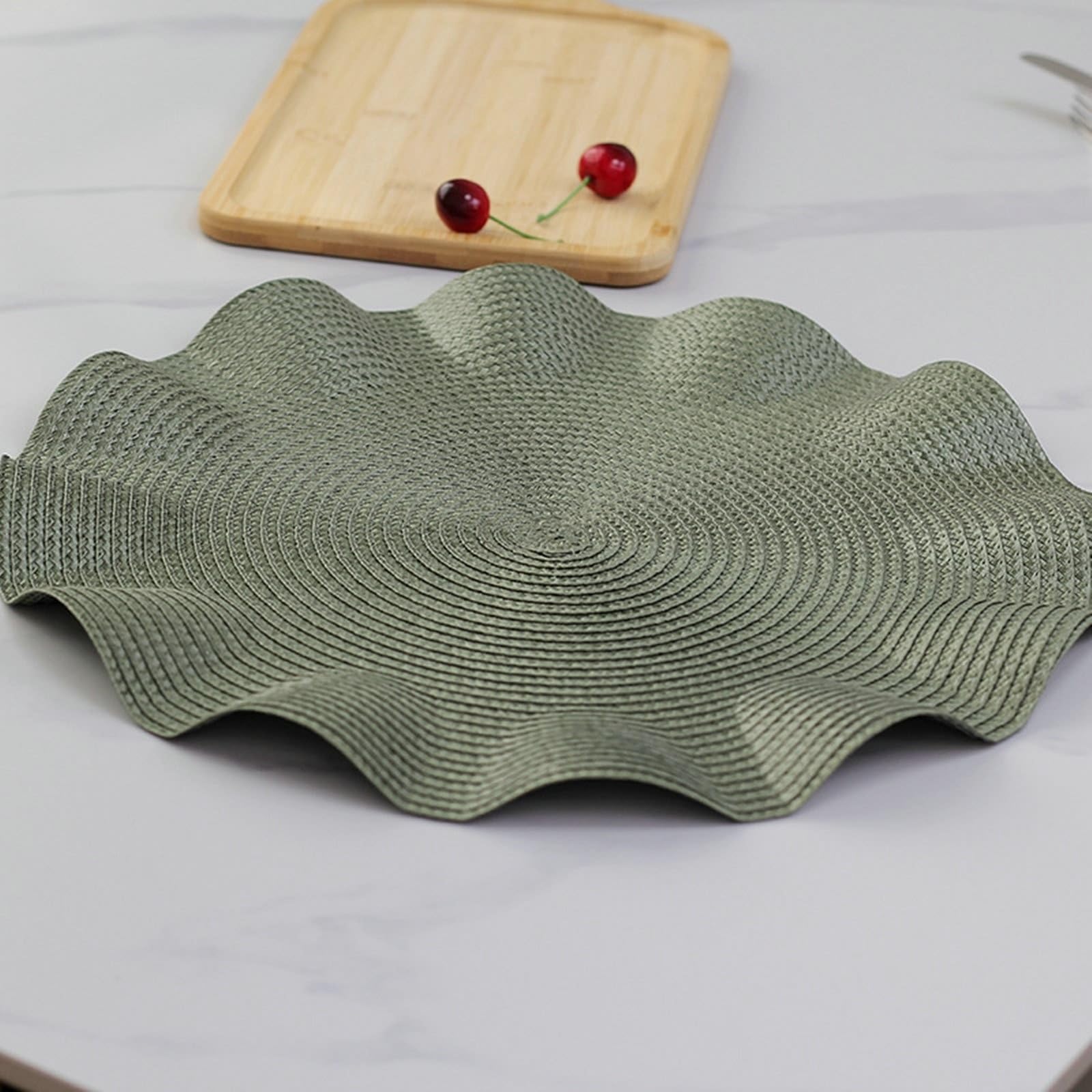 Placemat - Juego de 6 manteles individuales con forma de hoja de loto, 38 cm, para cocina y comedor