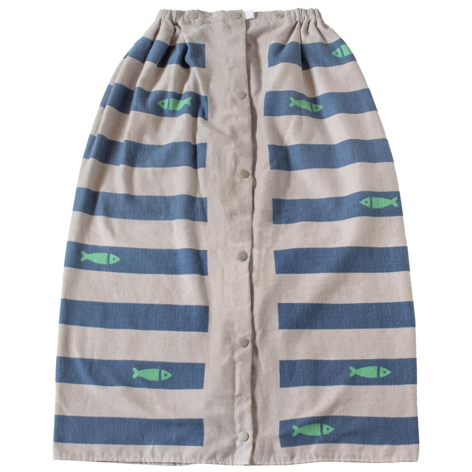 オルタ(oruTa) ラップタオル 男の子 着丈80cm 柄あり プリント キッズ 女の子 ビーチタオル ボタン調整可 吸水速乾 プール 水泳 巻きタオル お着替えタオル 綿100％ フィッシュベージュ - 2