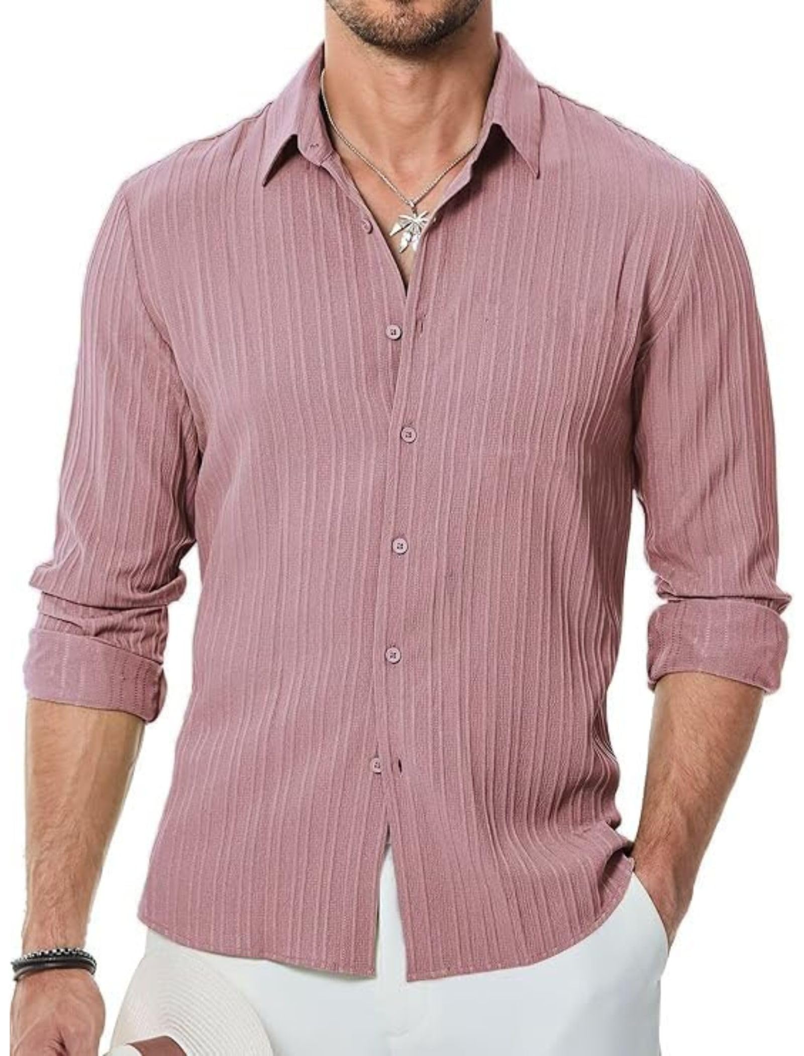 DressBerry Linen Shirt for Men | Mens Casual Shirt | Men Stylish Shirt | Men Dress Shirt | Men's Regular Fit | Men Formal Shirt | Men's Solid Slim Fit Shirt | Beach Top Shirt in neutral