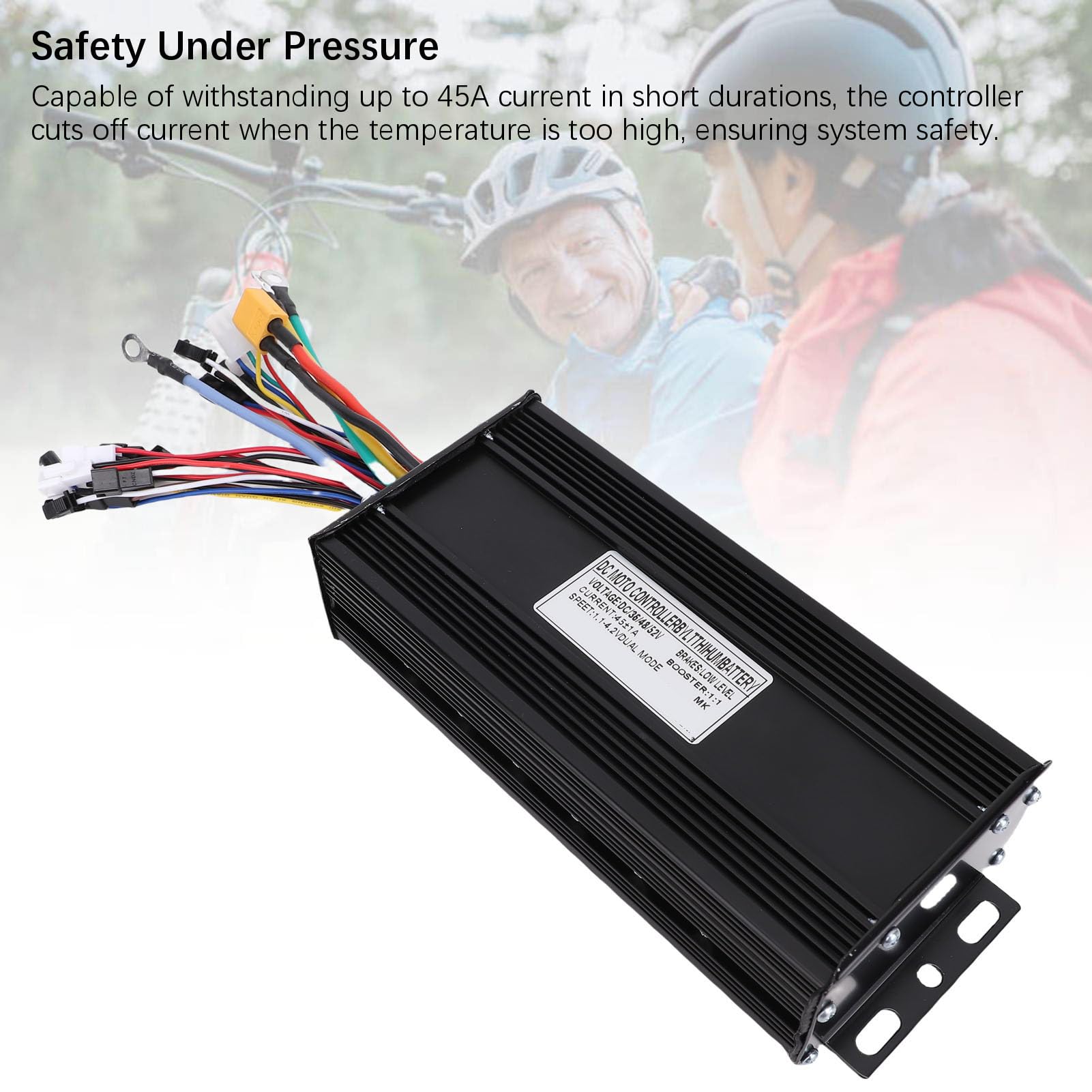 Naroote Controlador de Onda Sinusoidal 45A 36V 48V 52V 1500W 2000W Controlador de Velocidad del Motor sin Escobillas 3 Modos con Carcasa de Aleación de Aluminio Ranurada para Bicicleta