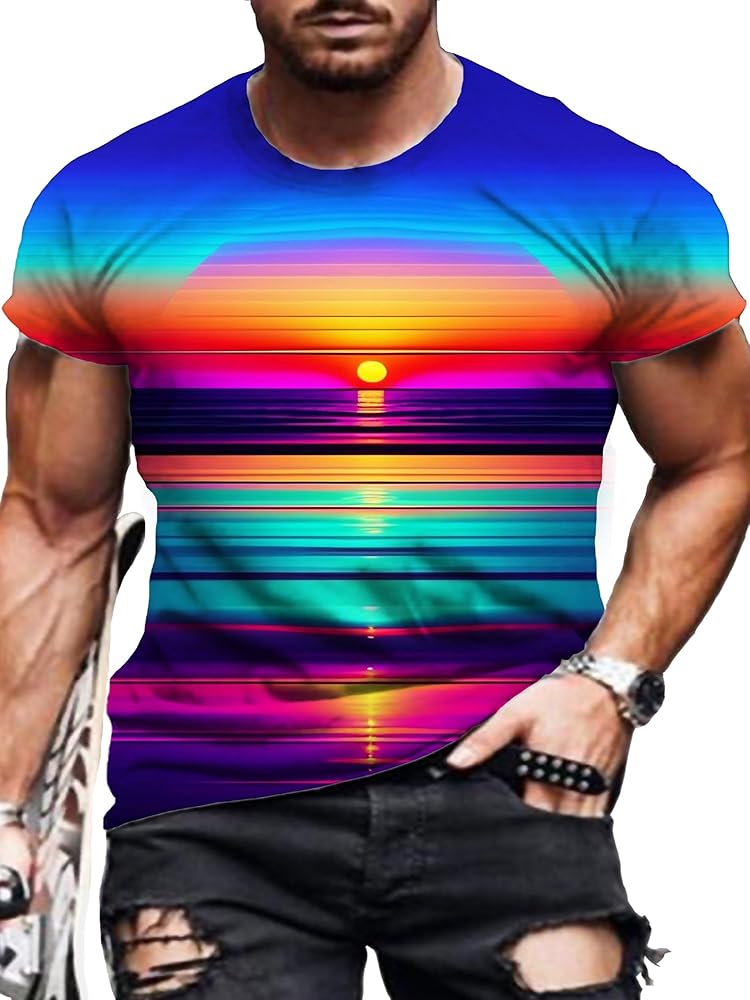 Island Vacation Travel Casual Men's T-Shirts Summer Clothing Tee Shirts Short Sl