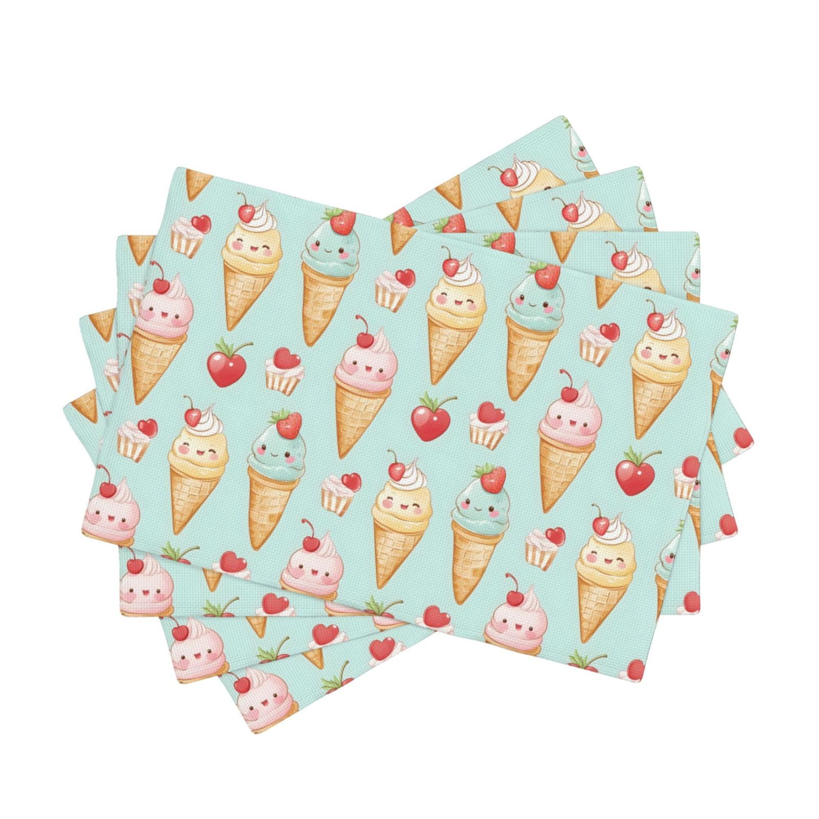 Sets de table résistants à la chaleur et lavables motif gâteau x4