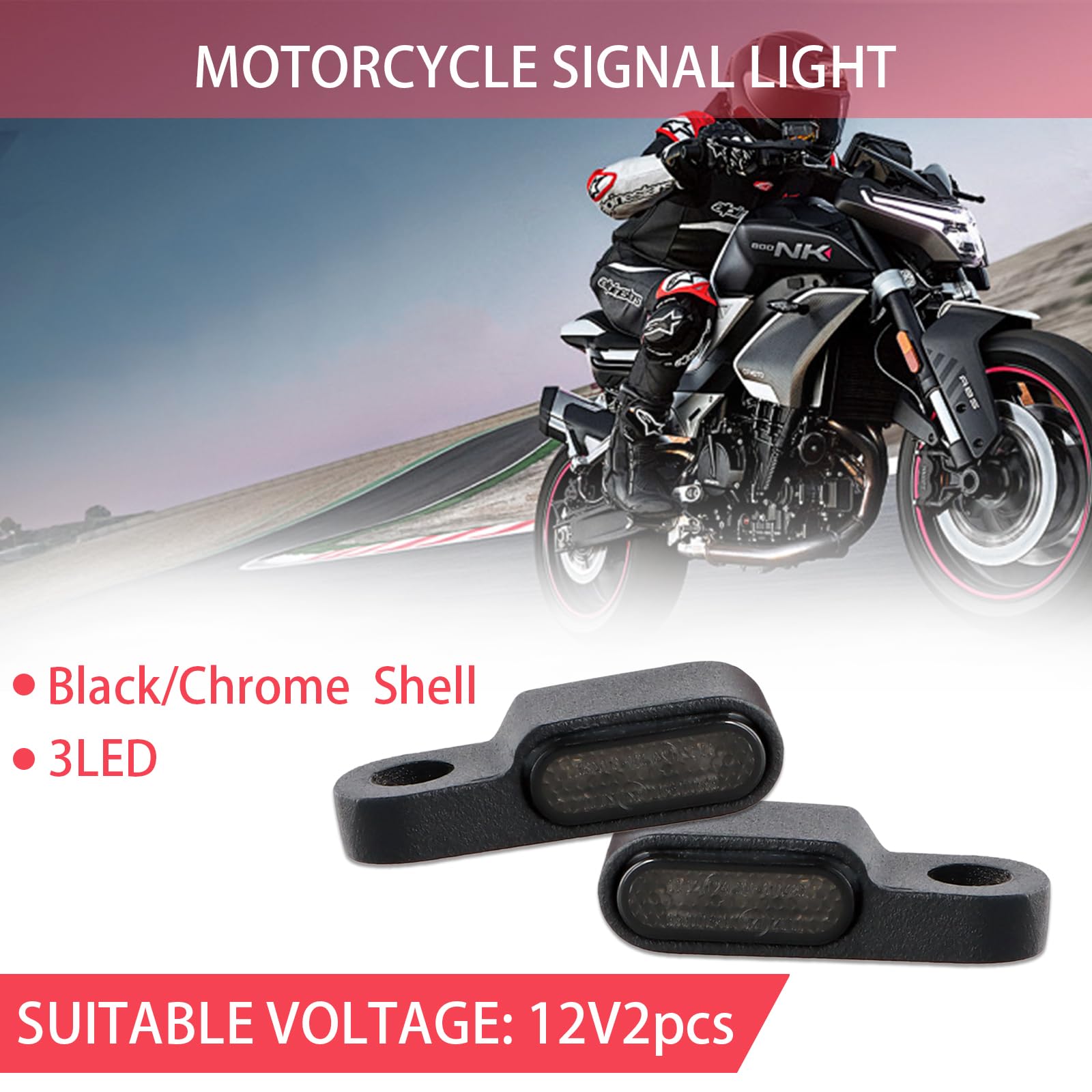 Mini indicatori di direzione a LED per moto, manubrio in alluminio, luci ambrate, indicatori di direzione sequenziali impermeabili, lampadina universale da 12 V, approvati per cruiser, bobber, chopper