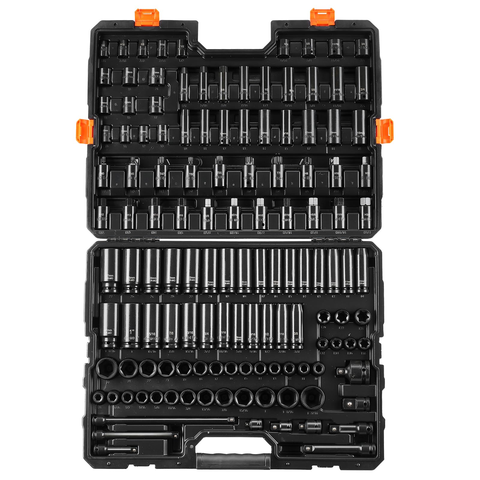 Sponsored Ad – Impact Socket Set 3/8" & 1/2" Drive, 130 Piece SAE & Metric Socket Set, 6 Point Cr-Mo Alloy Steel for Auto Repair, Easy-to-Read Size Markings, Rugged Construction, Includes Storage Case