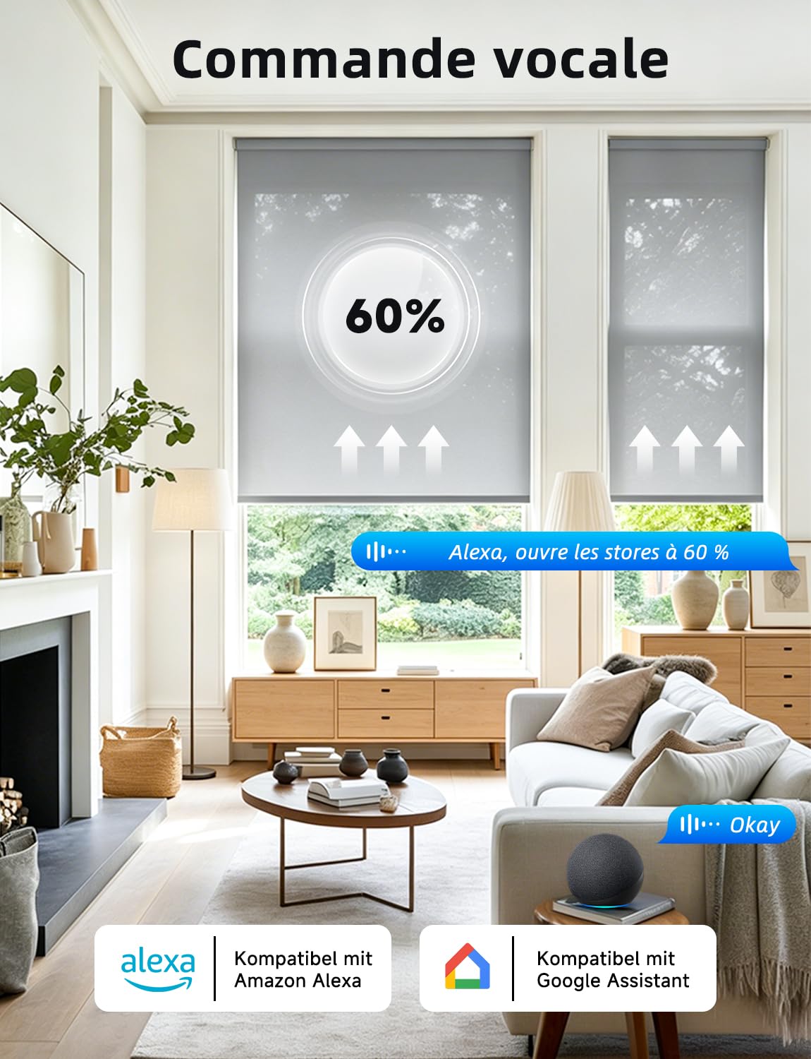 Interrupteur Connecté WiFi Volet Roulant Alexa [Fil Neutre] | Commutateur Intelligent Pour Rideau Avec Commande De Pourcentage Compatible Google Home, Minuterie Temporisée 2er