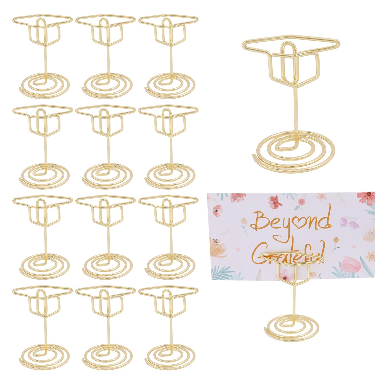 48 soportes para tarjetas de graduación, soporte para números de mesa, soporte de hierro para tarjetas de nombre, soporte para notas de fotos para ceremonia de graduación, fiesta, letrero de
