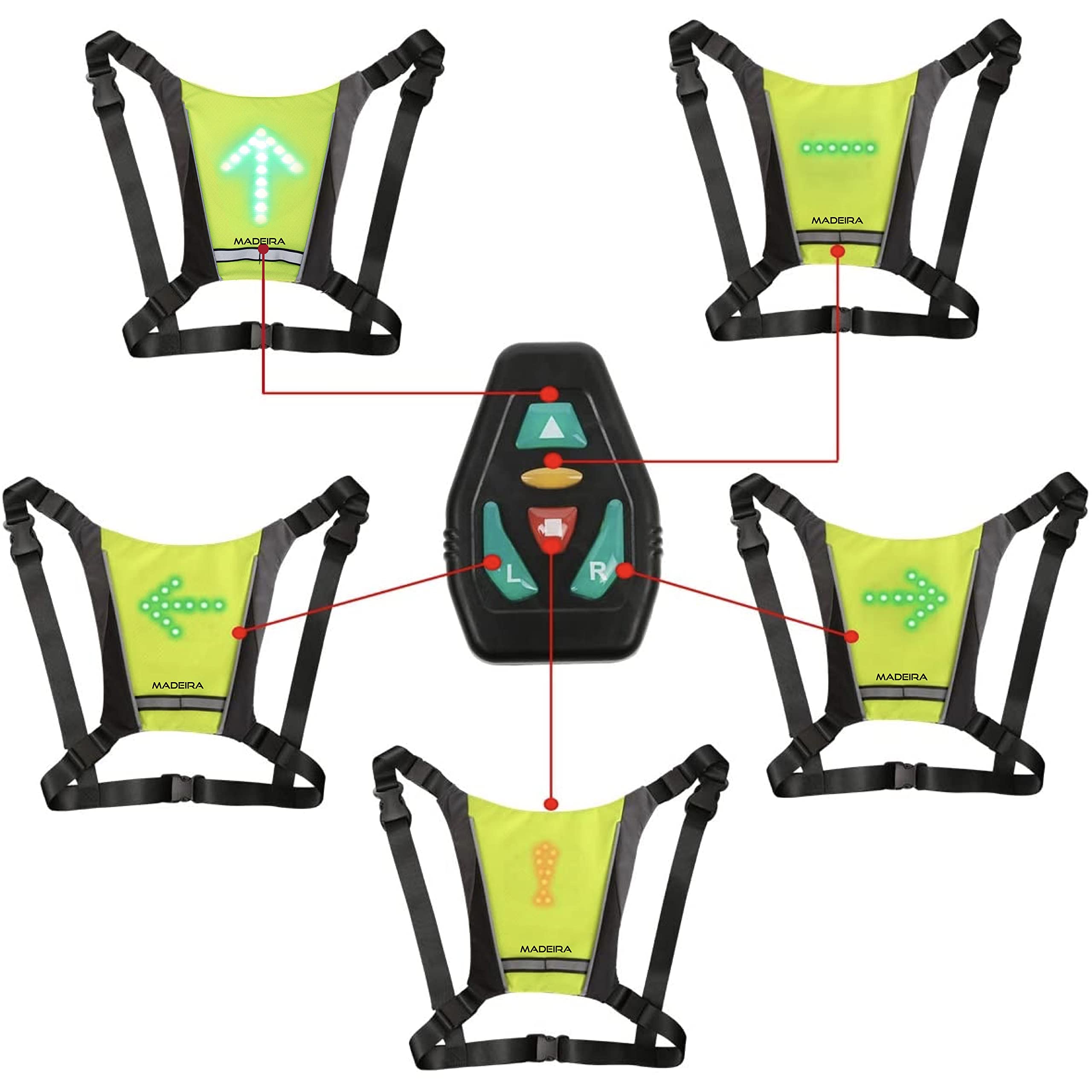 Gilet Vélo Clignotant LED 2en1 - Bretelles Réglables, Batterie 15H, Télécommande Sans Fil Pour Cyclistes