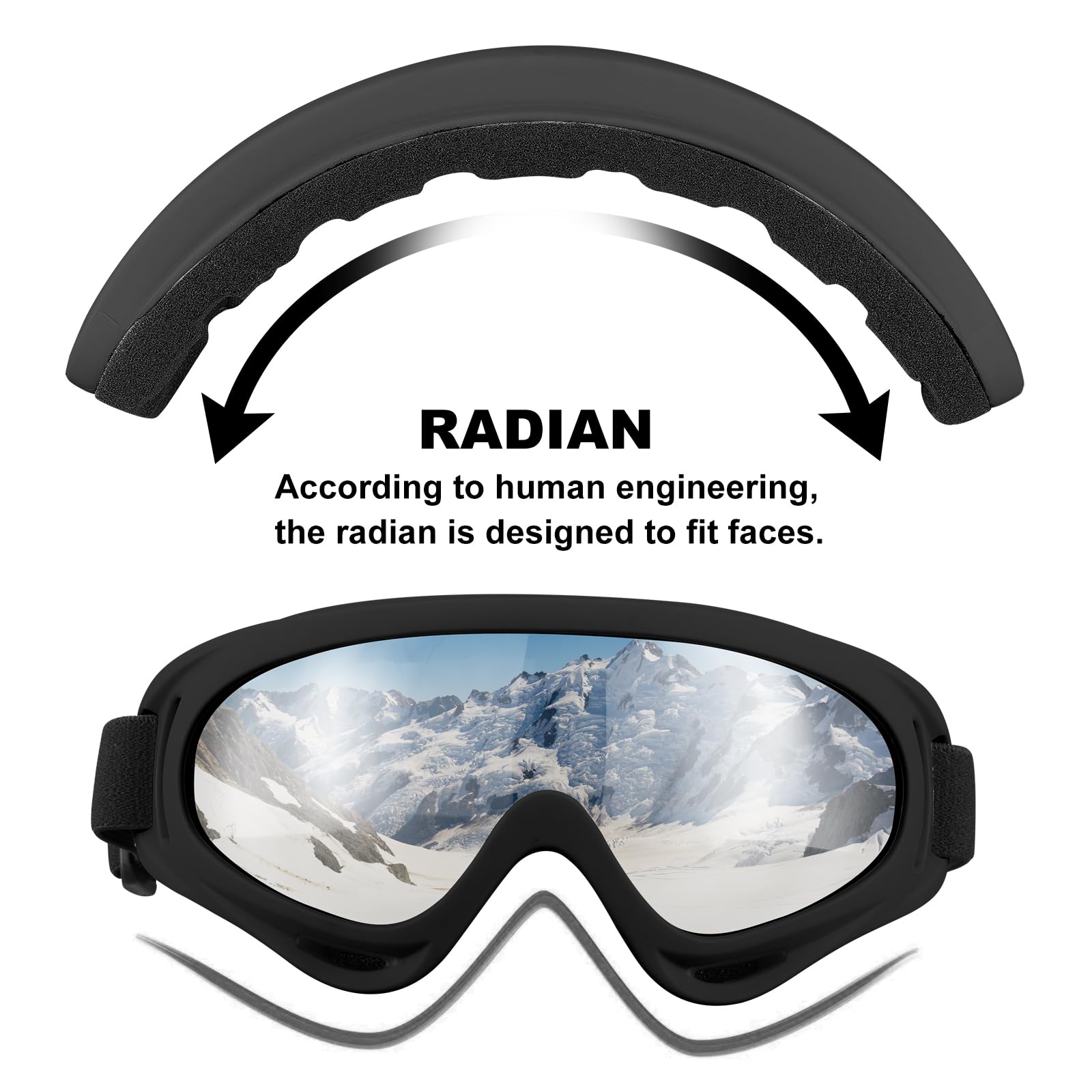 SixYard Ski Goggles, Motorcycle Goggles, 3 Pack Snowboard Snow Goggles for Men Women Adult Youth (Style 7)