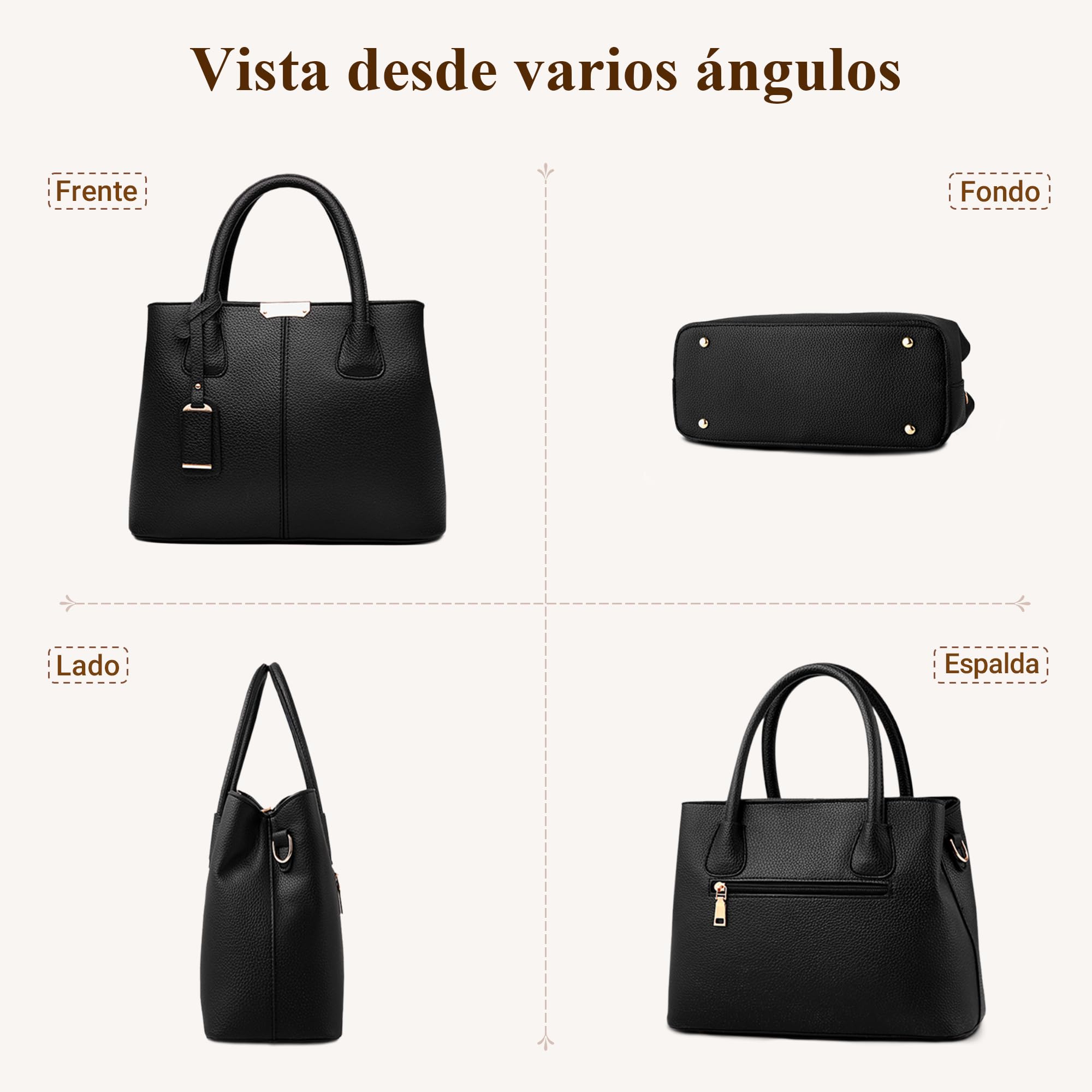 DIRRONA Moda Bolsos de Mujer Bolso Hombro Casual Viaje Bolsa de Mensajero Mujer Impermeable PU Cuero Bolsos de Mano Negro