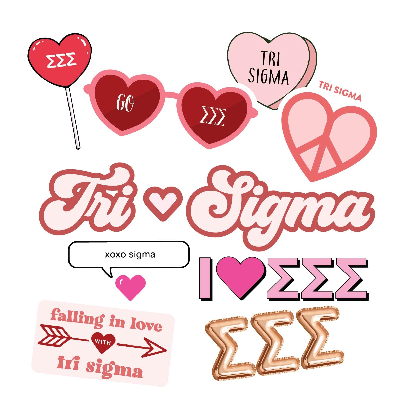 Sigma Sigma Sigma - Sticker Sheet - Love Theme