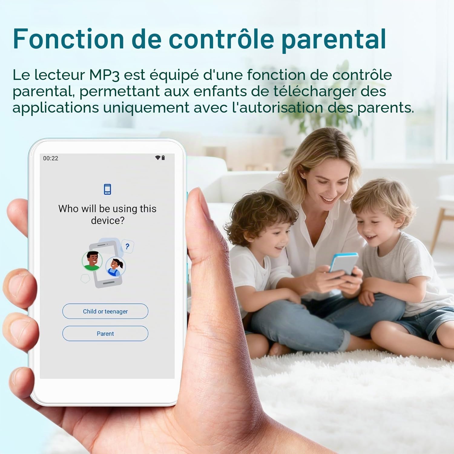 SWOFY D08 Lecteur MP3 Android 13 160 Go Bluetooth WiFi écran tactile 4 pouces compatible Spotify Audible Play Store radio FM extensible 1 To