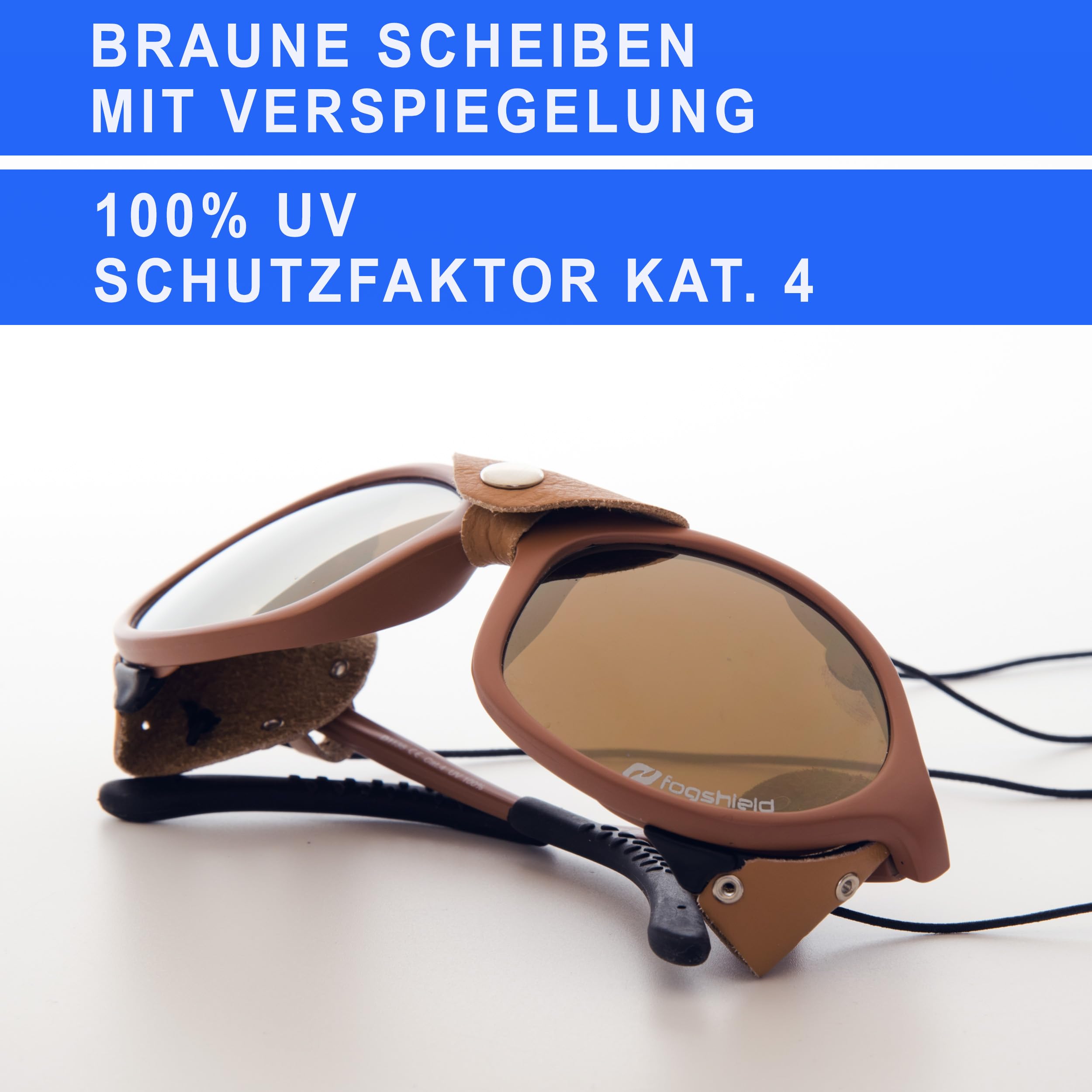 Daisan Expeditionsbrille mit Nasen- und Seiten- Lederschutz - Windschutzbrille als Strandbrille, Gletscherbrille, Safaribrille